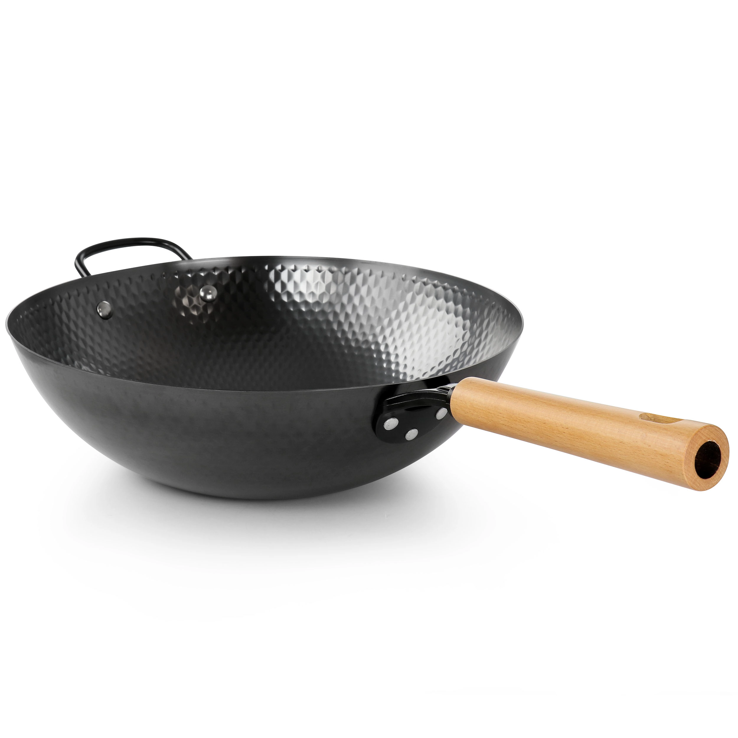 Oster Bressler 13.5in Nonstick Carbon Steel Wok with Wooden Handle