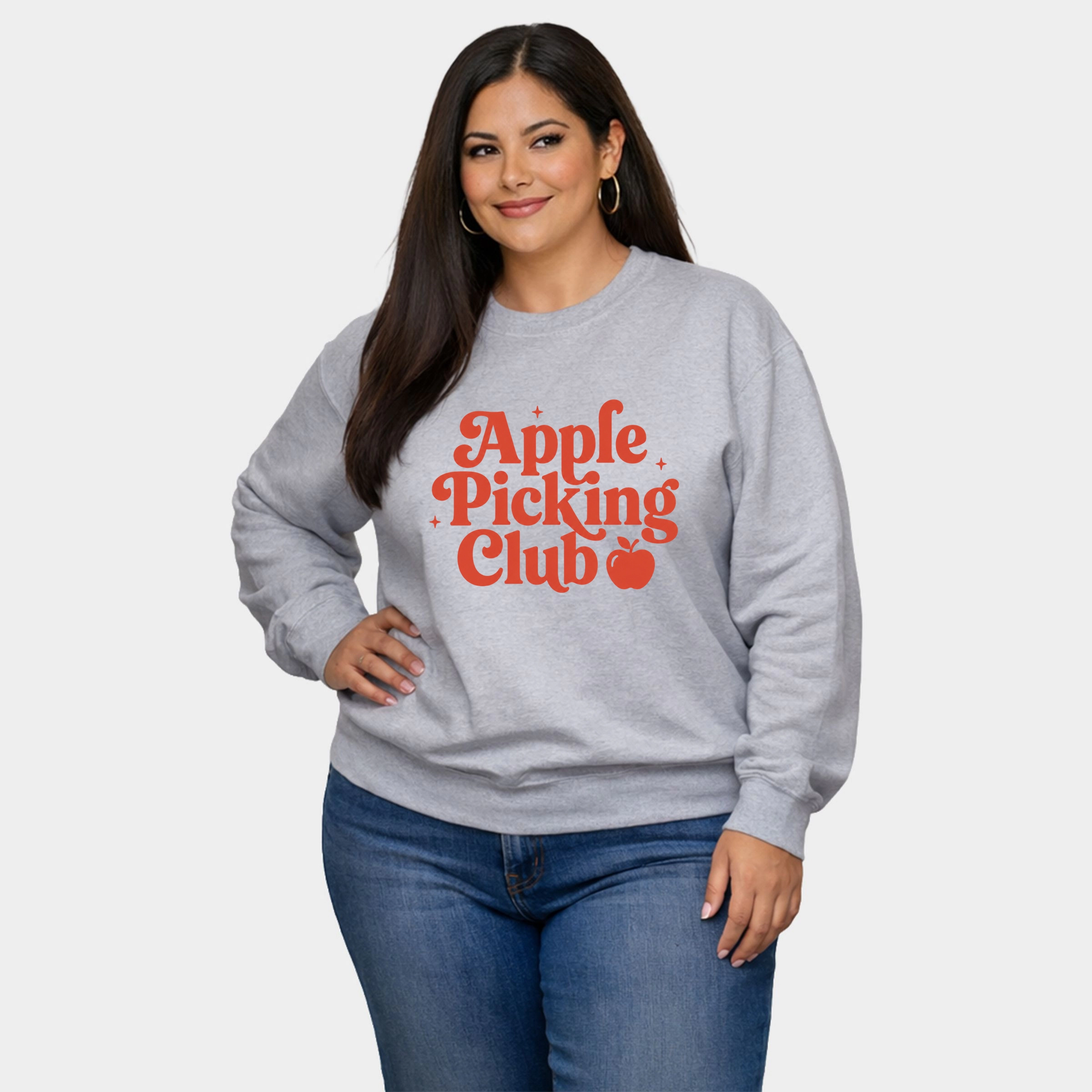 Simply Sage Market - Women's Plus Sized Graphic Sweatshirt Apple Picking Club Stars