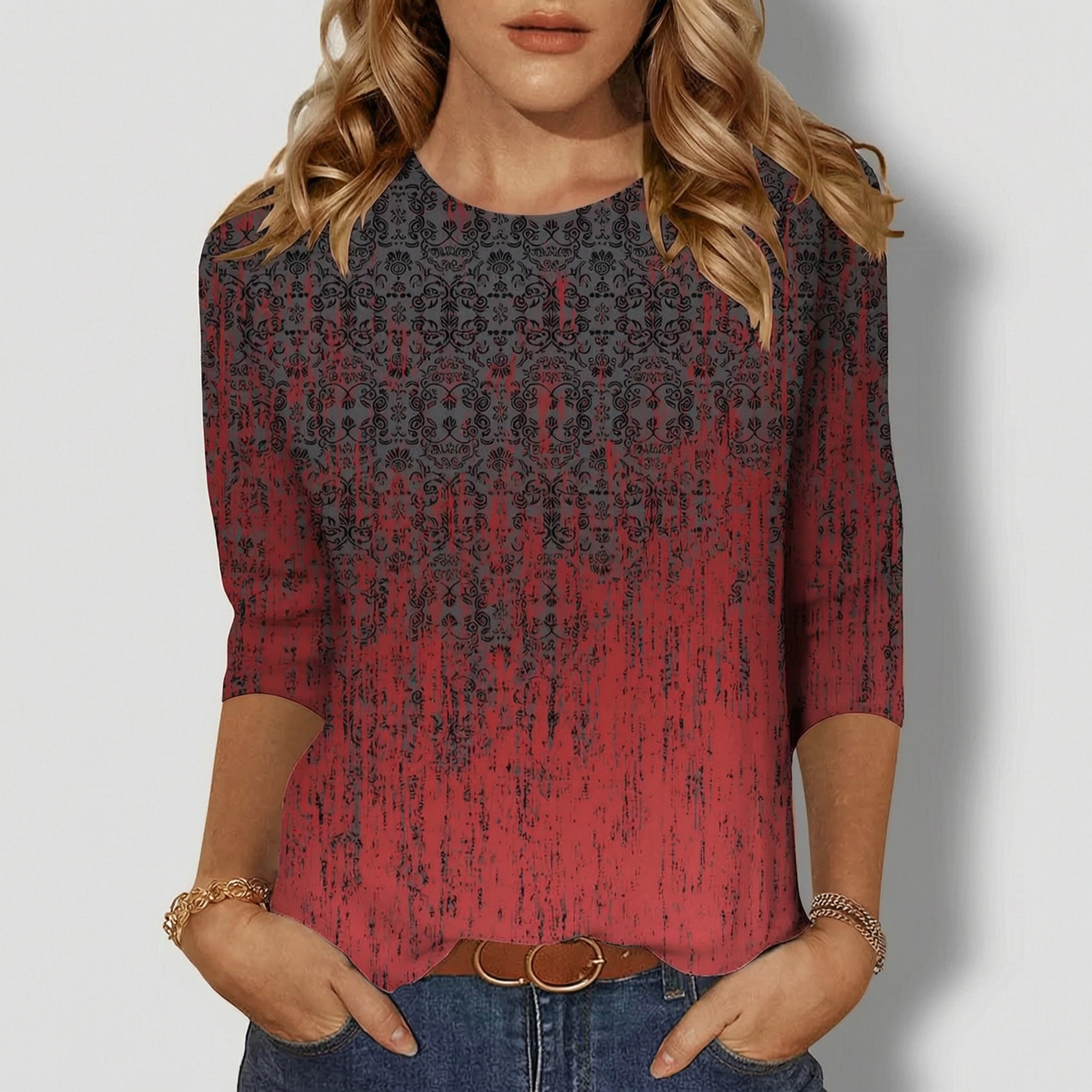 Zeagoo Women's Short Sleeve Pleated V-Neck Loose Floral Boho T-Shirt