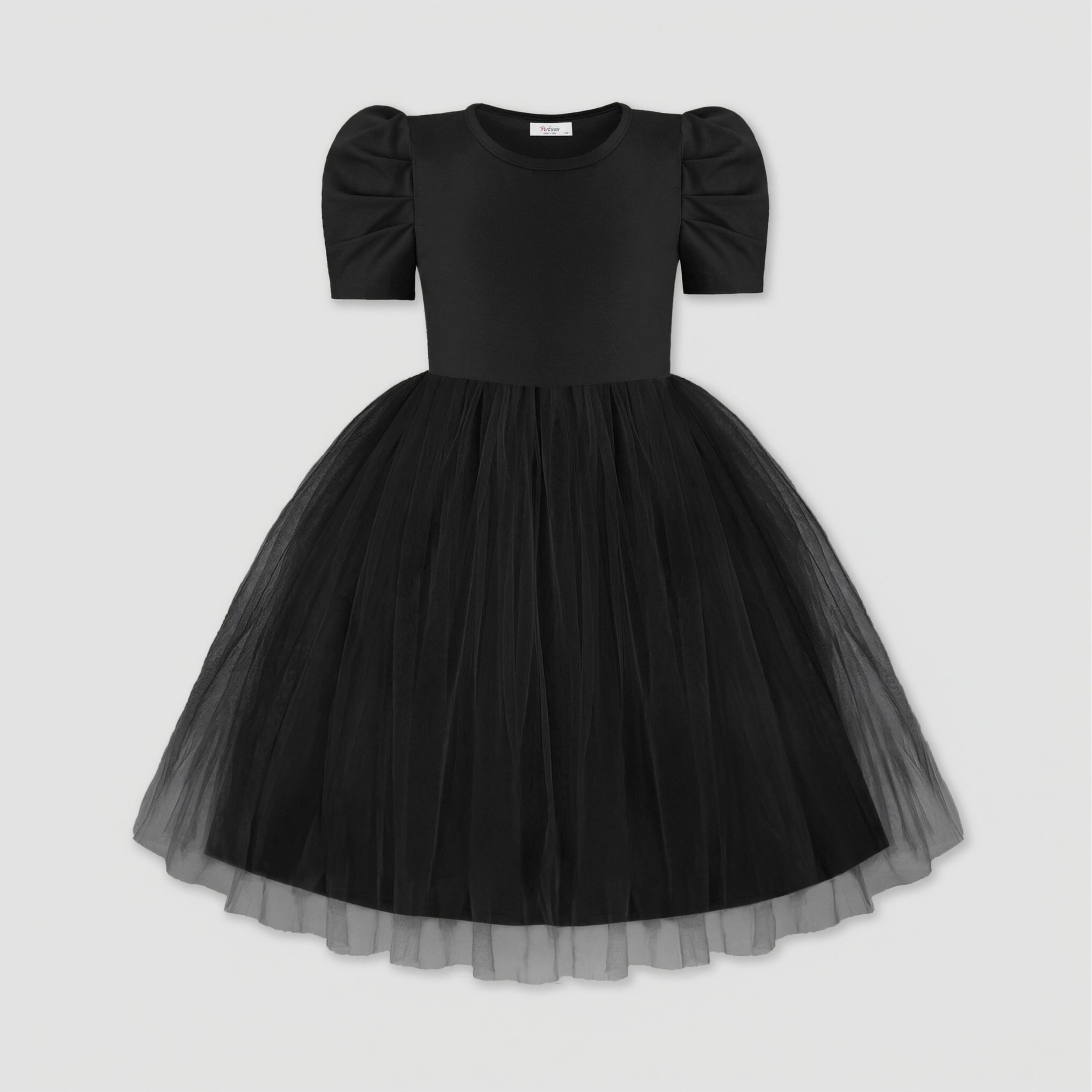 Arshiner Toddler Tutu Dress Summer Puff Short Sleeve Casual Party Tulle Sundress For Kids