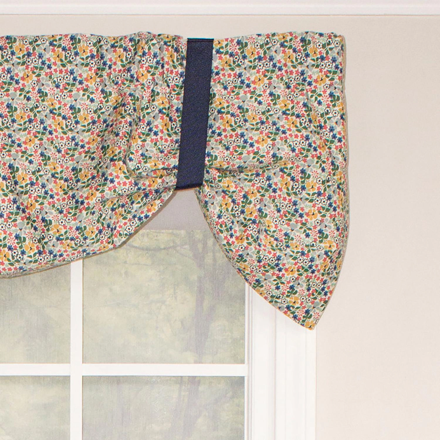 RLF Home Petite Suspender 100% Cotton with Fully Lined 3" Rod Pocket Valnance for Windows 50" x 17" Multi