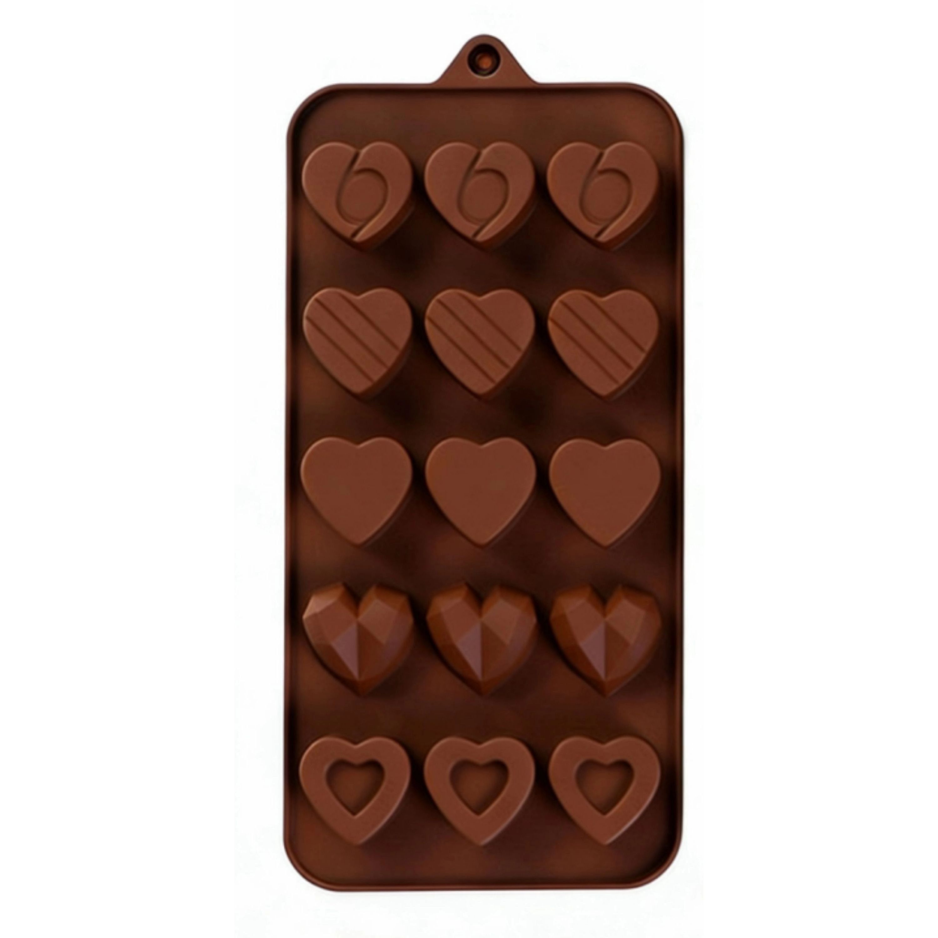 Kitcheniva 4.0 x 8.7 Inch Silicone Heart Design Chocolate Drop Mold With 5 Unique Designs