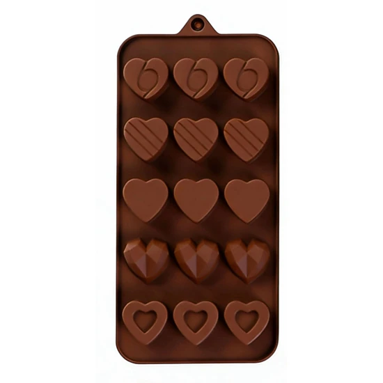 Kitcheniva 4.0 x 8.7 Inch Silicone Heart Design Chocolate Drop Mold With 5 Unique Designs