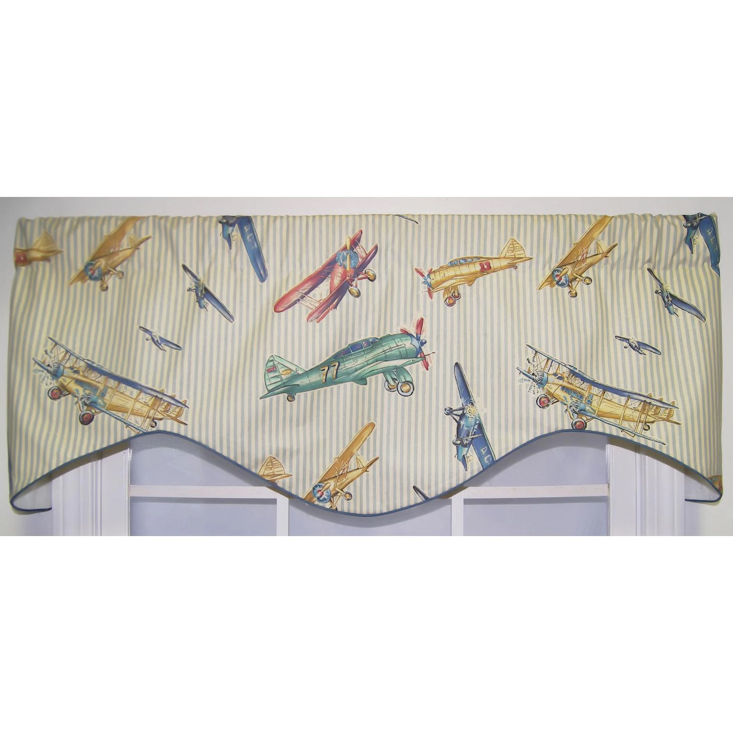 RLF Home Air Show Cornice 100% Cotton with Fully Lined 3" Rod Pocket Valnance for Windows 50" x 17" Antique