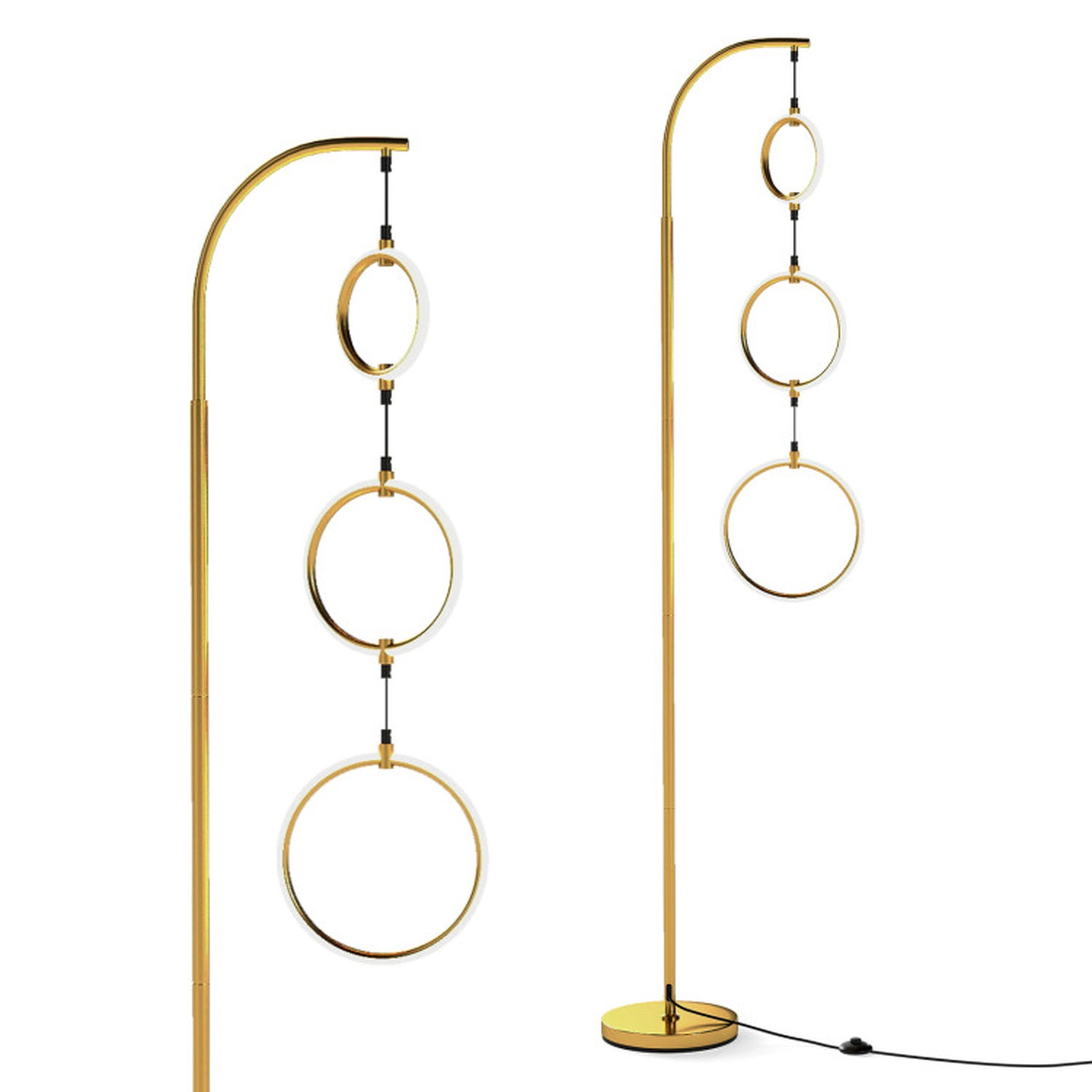 SUGIFT 71-in 3-Ring Dimmable LED Floor Lamp with 3 Color Temperatures Foot Switch and Memory Function