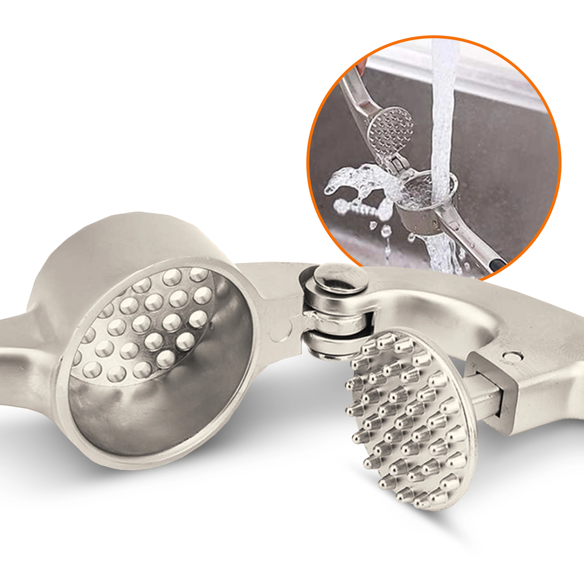 Cheer Collection Garlic Press and Crusher with Large Chamber and Cleaning Brush