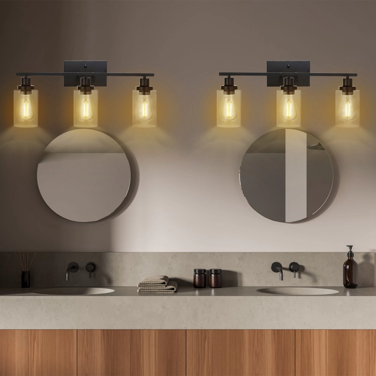 GBruno 3-Light Wall Sconce With Clear Glass Shades