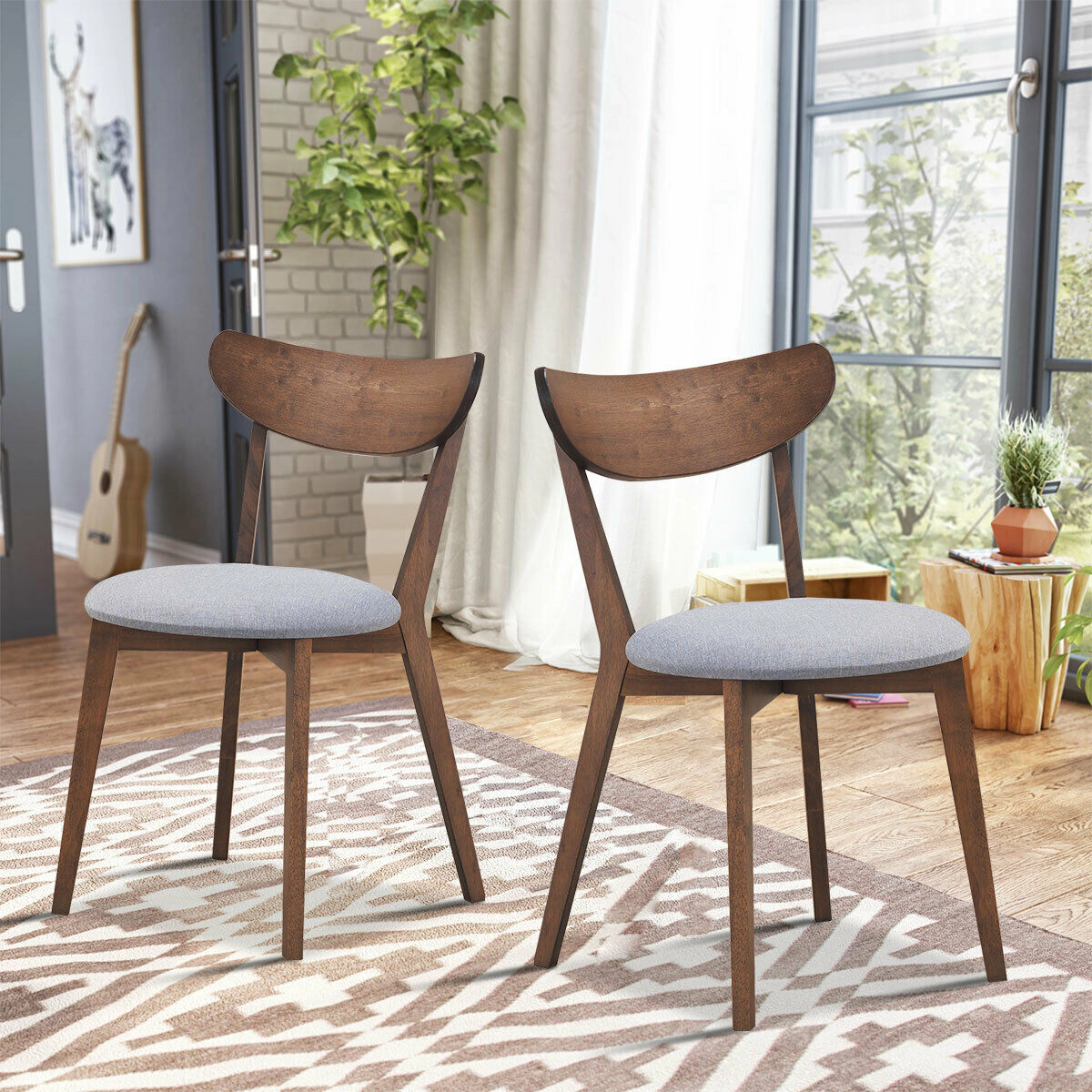 LJG Set of 2 Dining Chairs Upholstered Curved Back Side