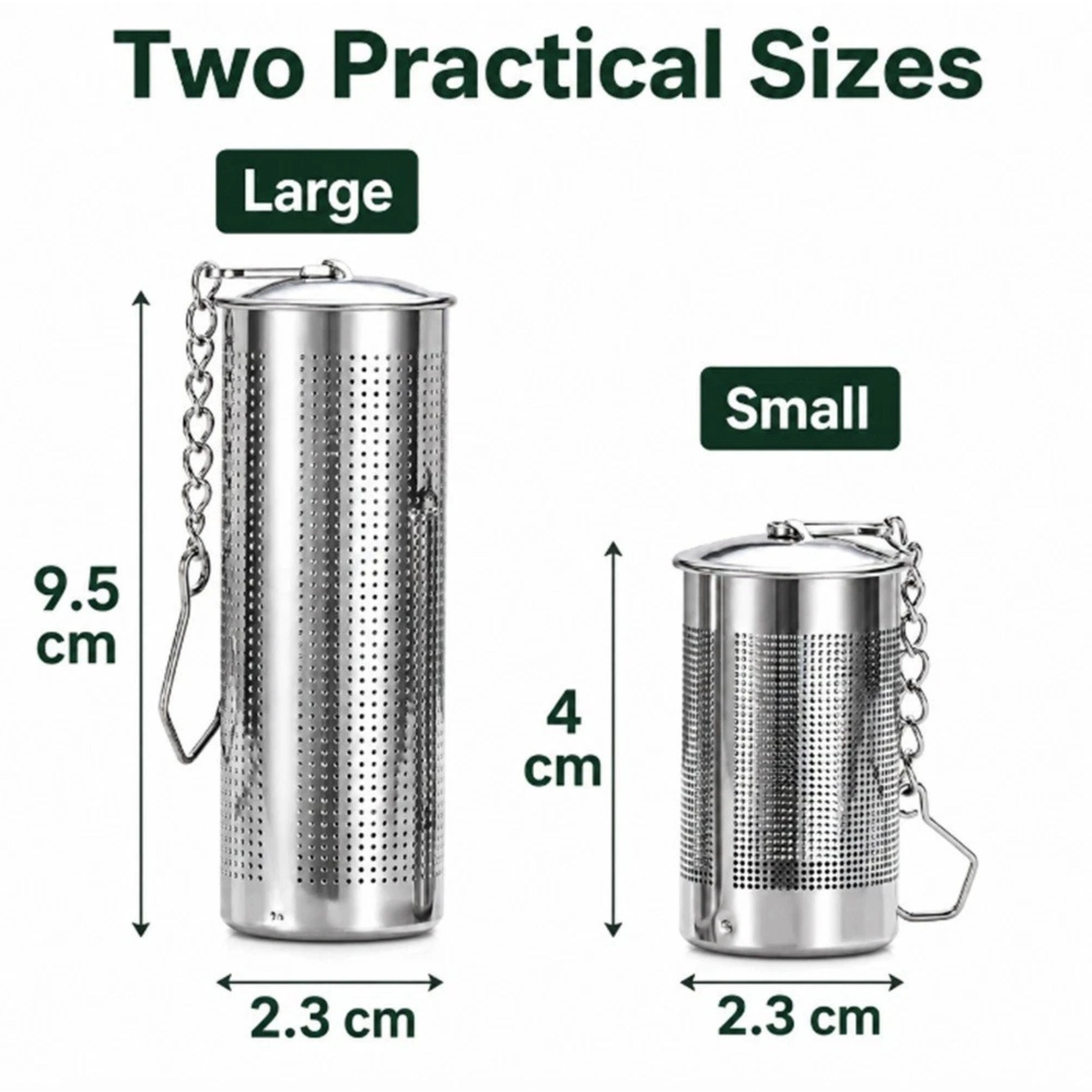 Home Collection Pack of 2 Stainless Steel Tea Infuser Ball Fine Mesh Strainer with Chain Hook