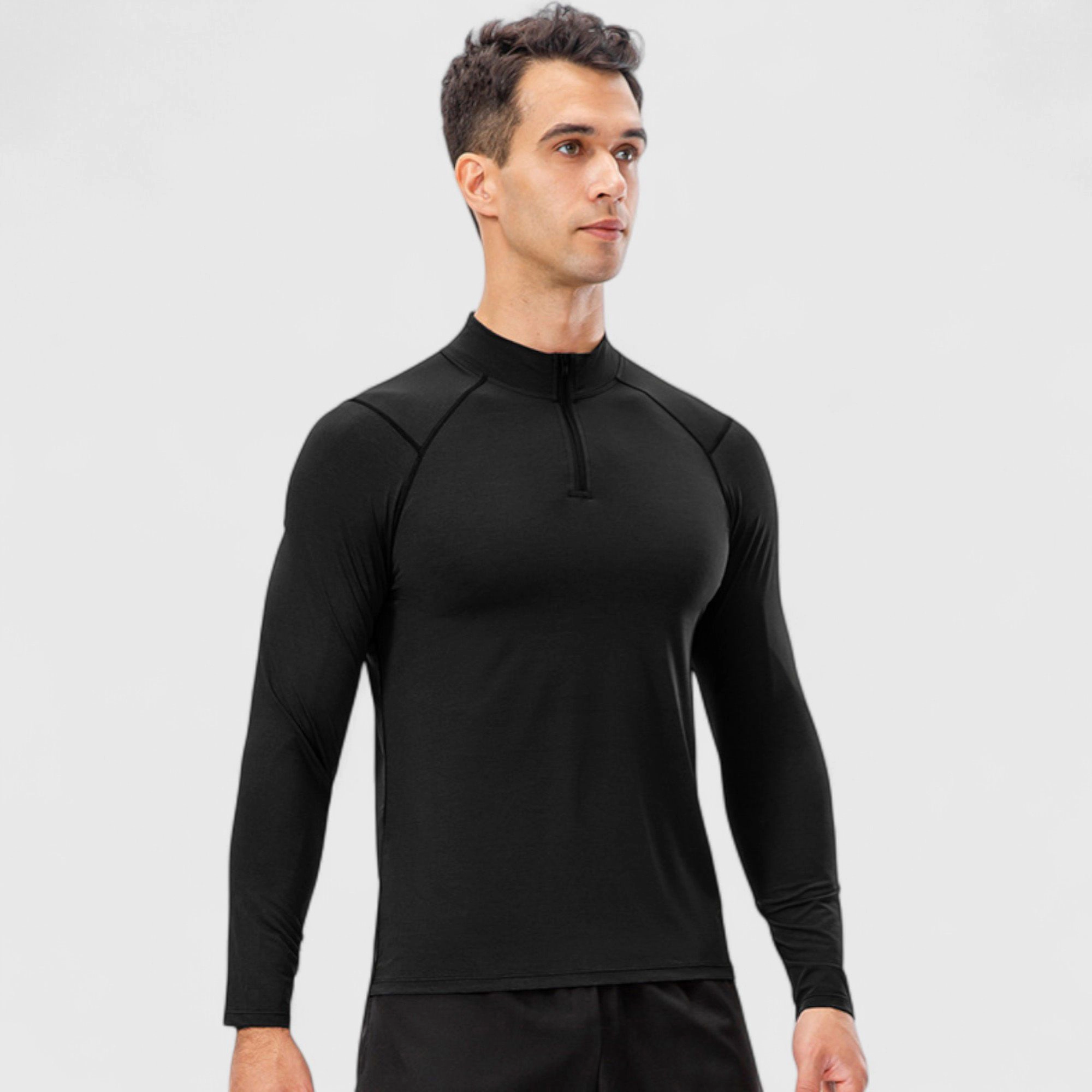Anna-Kaci Men's Long Sleeve Quarter-Zip Top with Athletic Fit and Raglan Sleeves for Training or Casual Wear