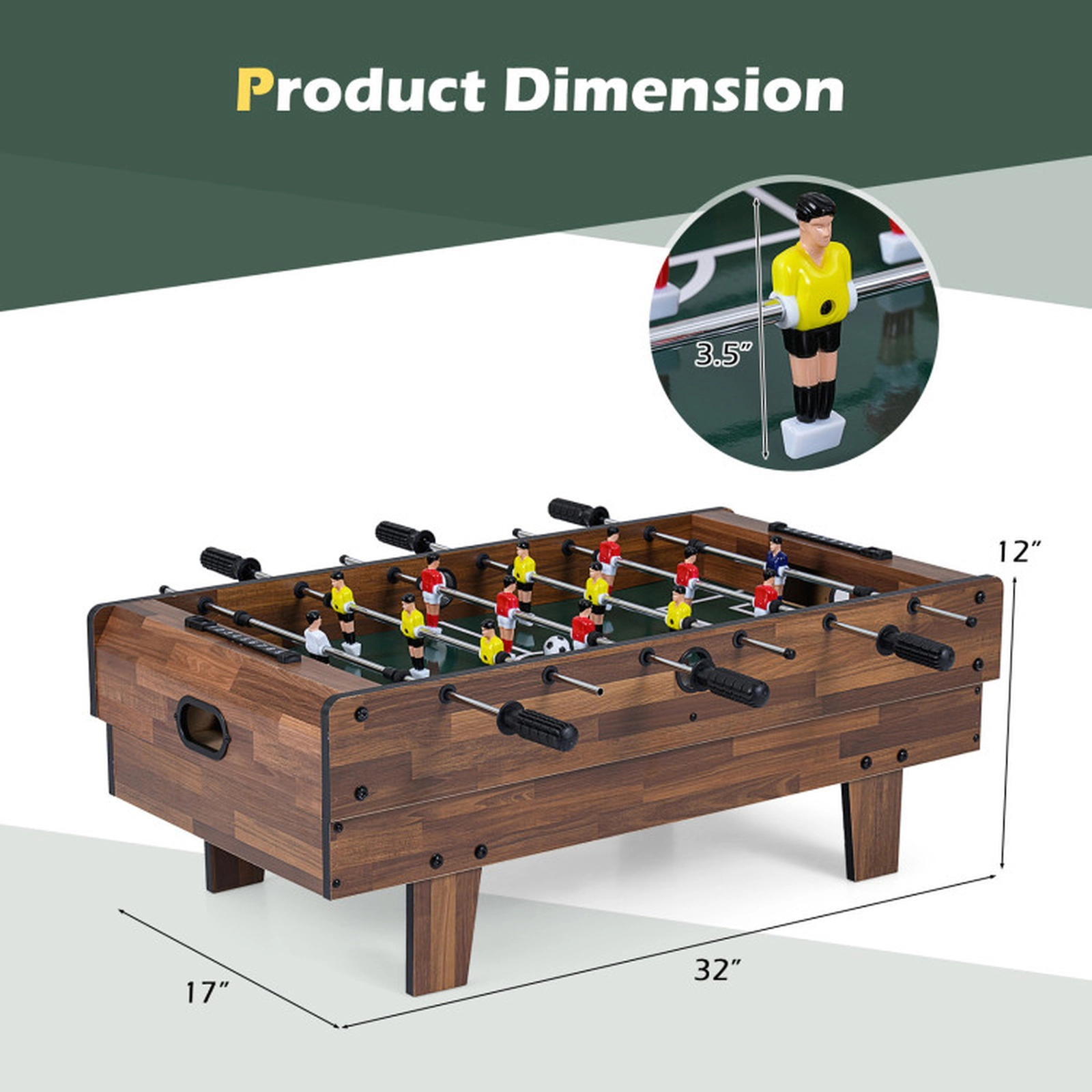 SUGIFT Natural 4-in-1 Tabletop Combo Game Set with Billiards Foosball and Hockey 32-in W 17-in D 12-in H