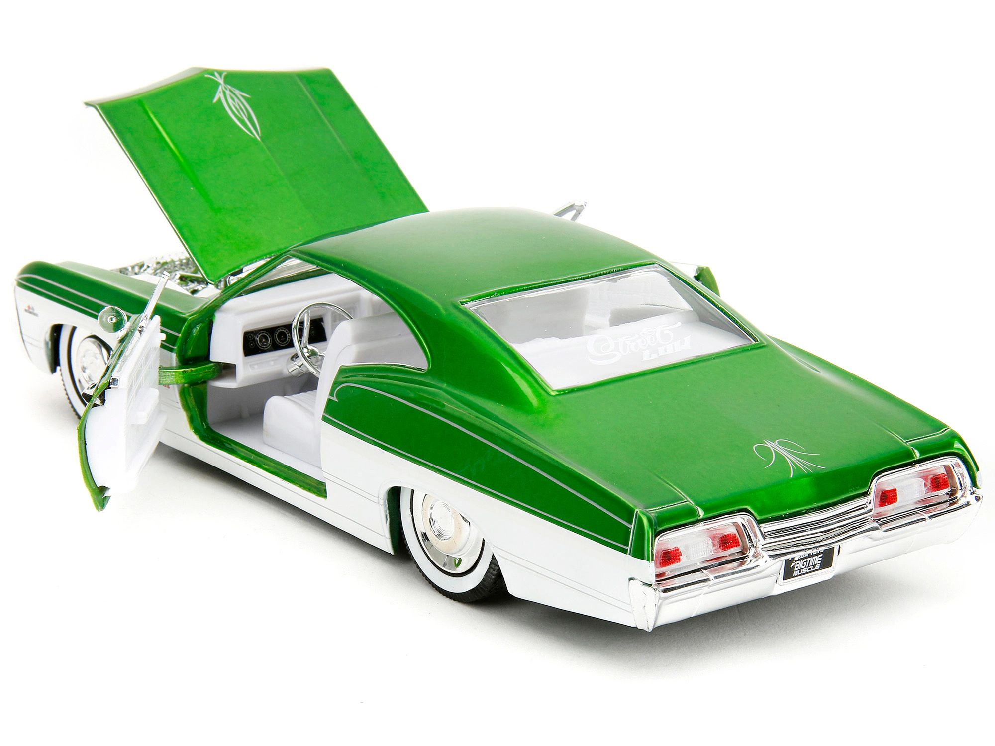 Jada 1967 Chevrolet Impala Ss Green Metallic And White With White Interior "Bigtime Muscle" Series 1/24