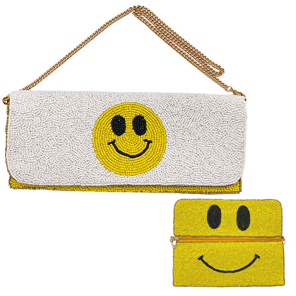 Fashnzfab Seed Beaded Smile Clutch / Shoulder Bag