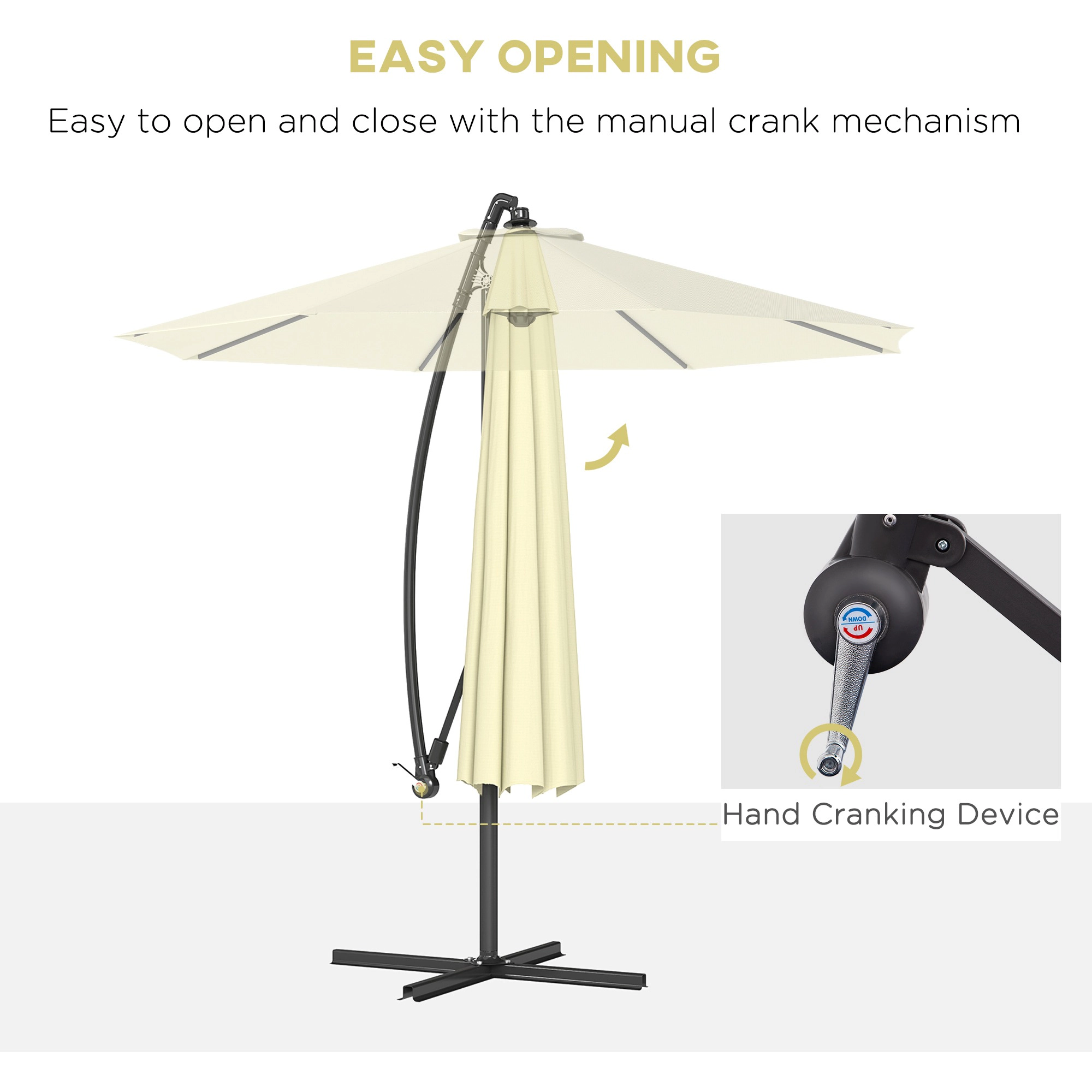 HONGGE 10' Cantilever Tilt Offset Patio Umbrella w/ UV & Water Safe Material & Cross Base (Weight Not Included)