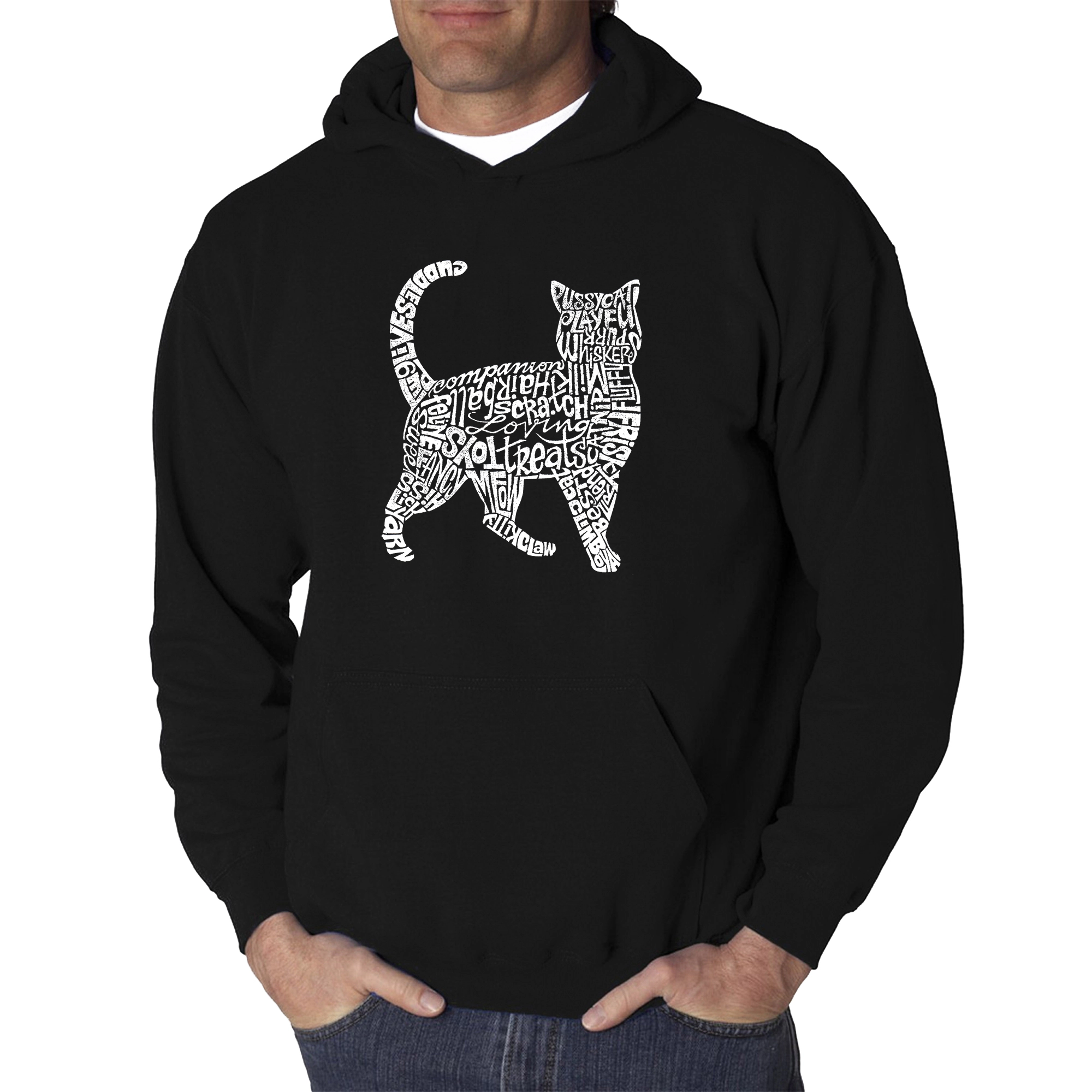LA Pop Art Cat - Men's Word Hooded Sweatshirt