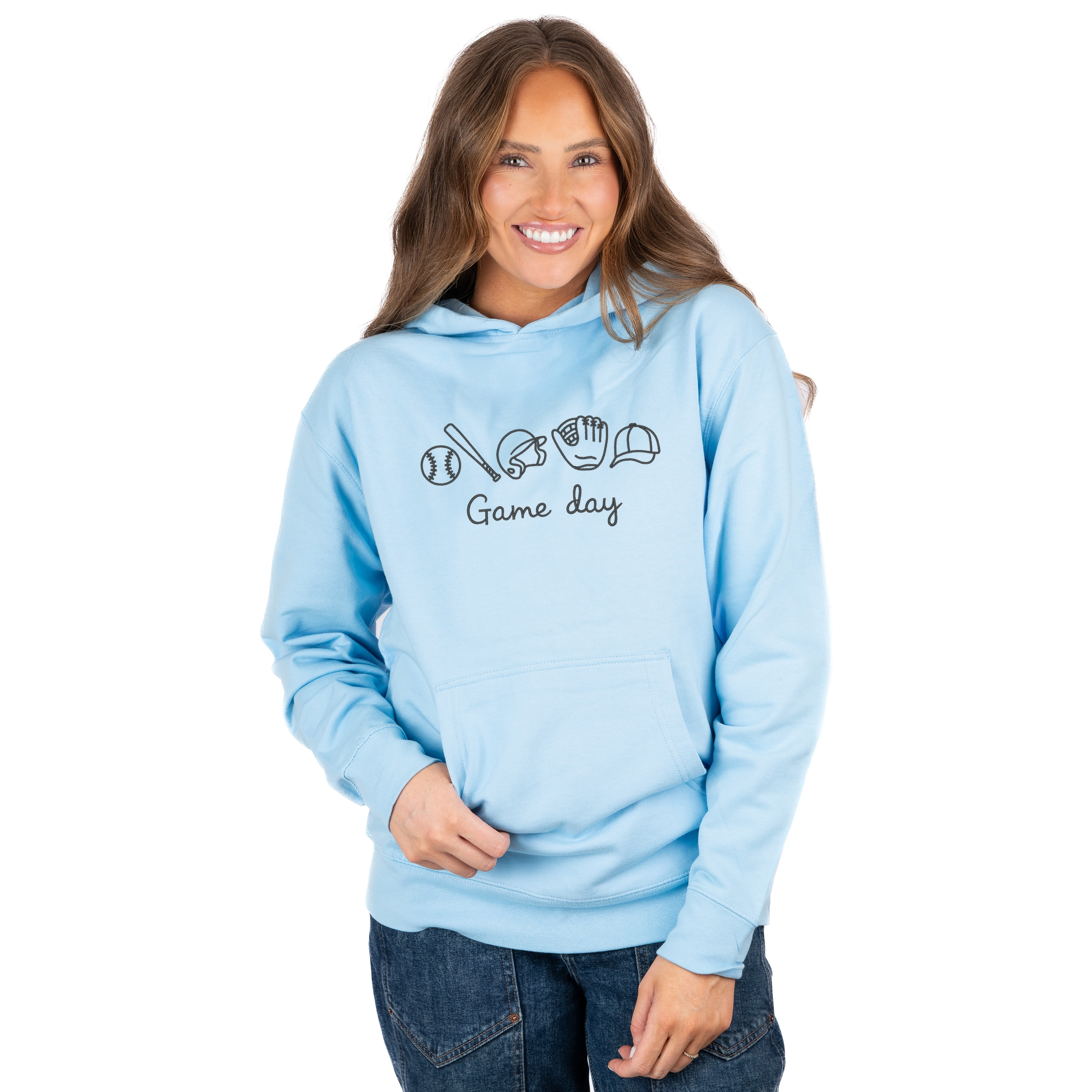 Simply Sage Market - Embroidered Baseball Game Day Icons Women's Graphic Hoodie