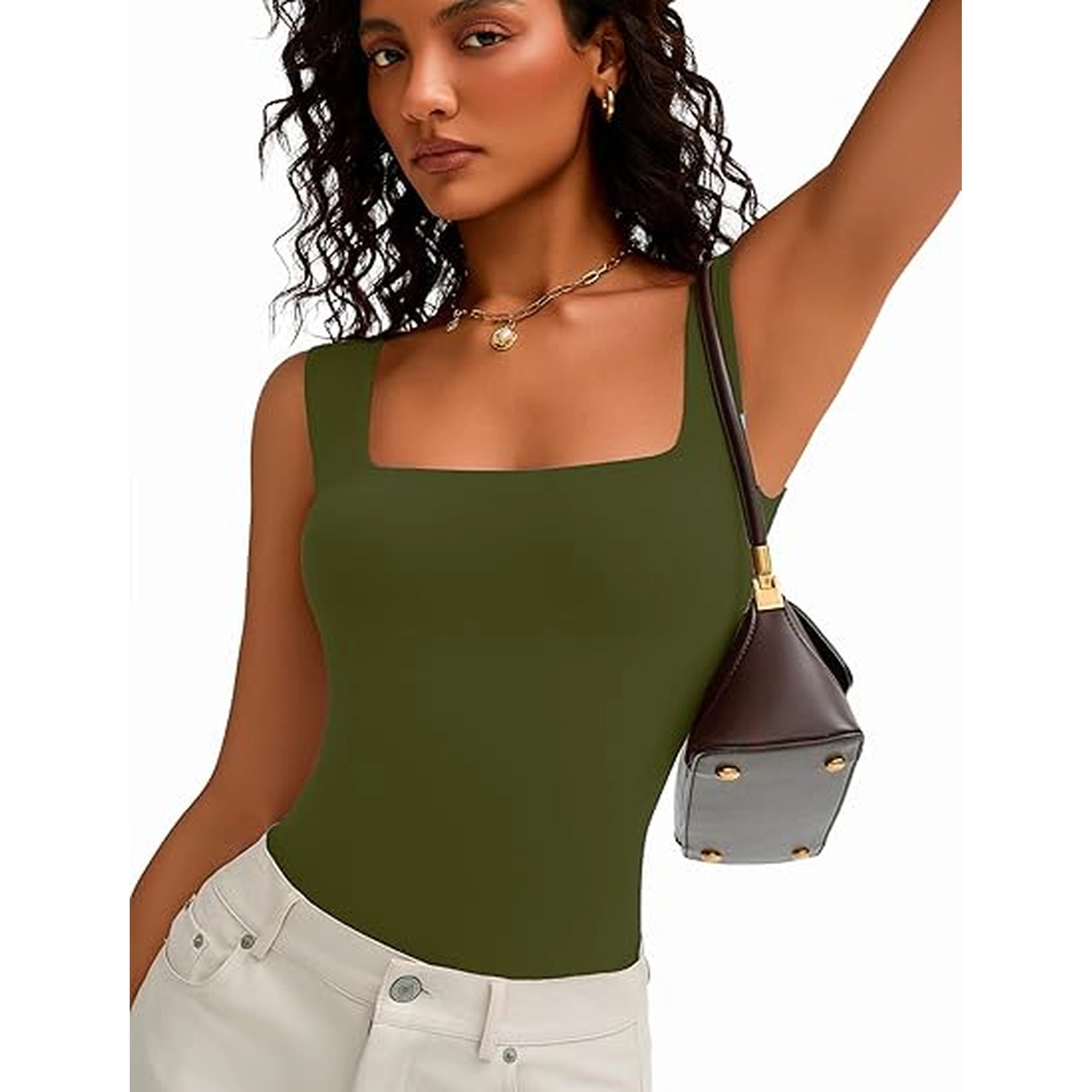Avidlove Women's Square Neck Double Lined Tank Top Bodysuit