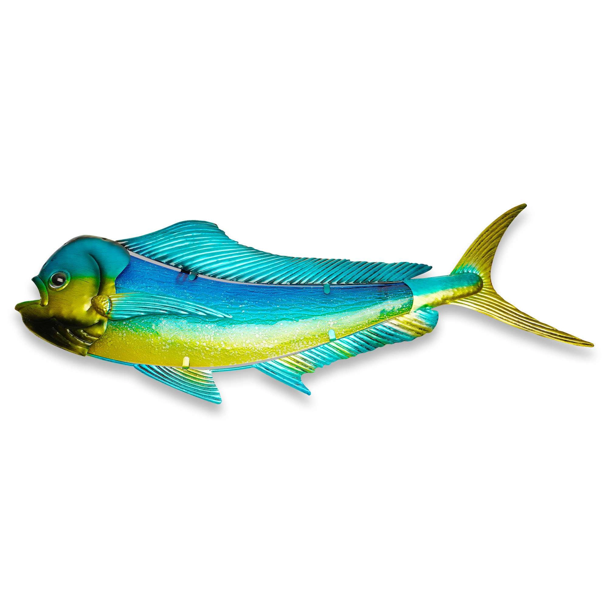 G128 Hand-Painted Green Mahi-Mahi Metal Wall Art