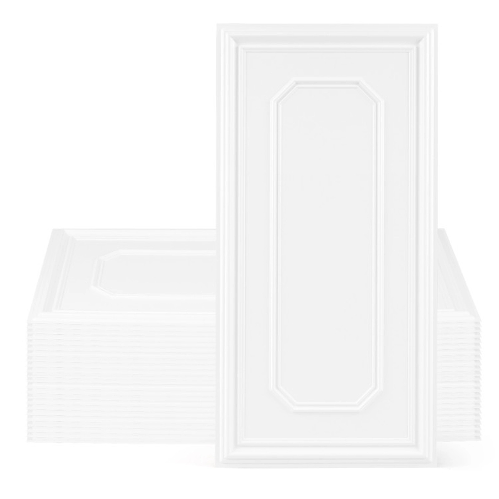 SUGIFT 24-Pack Glue-Up Grid Mount Waterproof PVC Ceiling Tiles 48-in x 24-in x 0.5-in 190 sq ft Coverage White