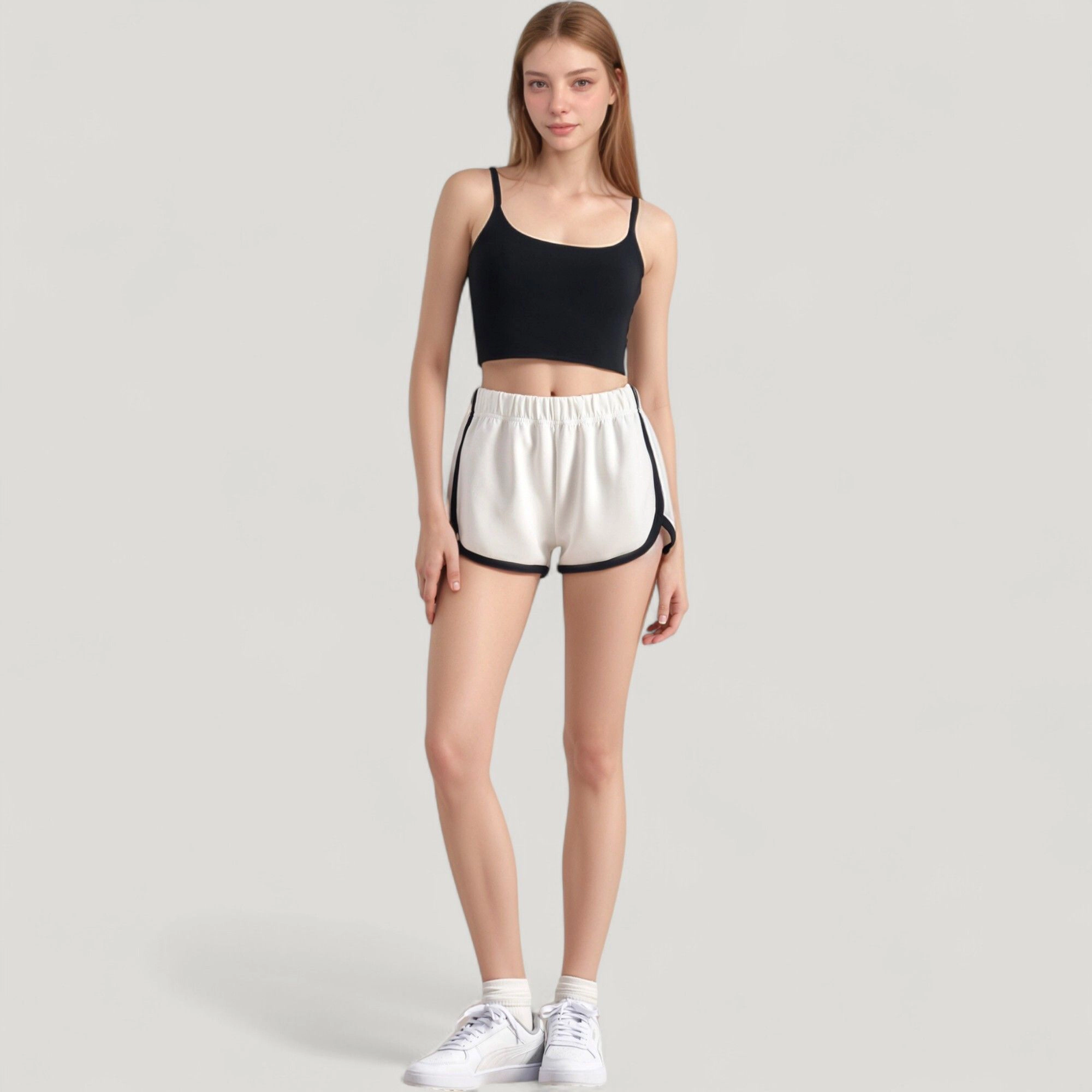 Anna-Kaci Women's Scoop Neck Spaghetti Strap Sports Bra with Smooth Finish