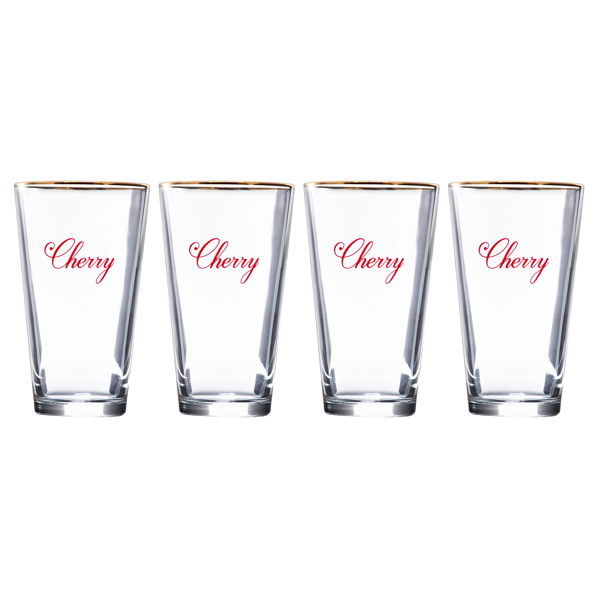 Gibson Home Cherry 4 Piece 16 Ounce Gold Rim Beer Glass Set