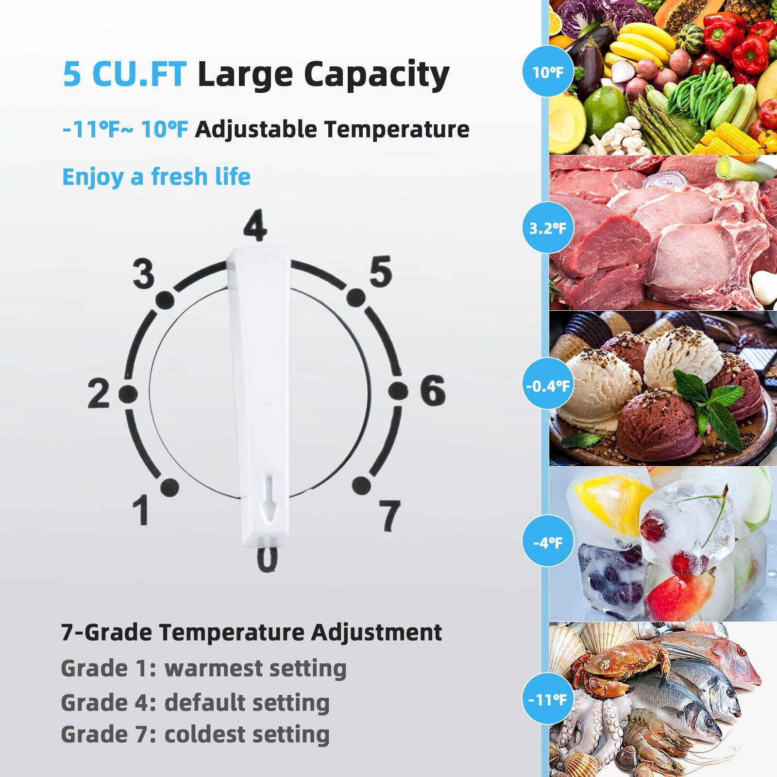 SlickBlue Compact Chest Freezer with Adjustable Temperature Control