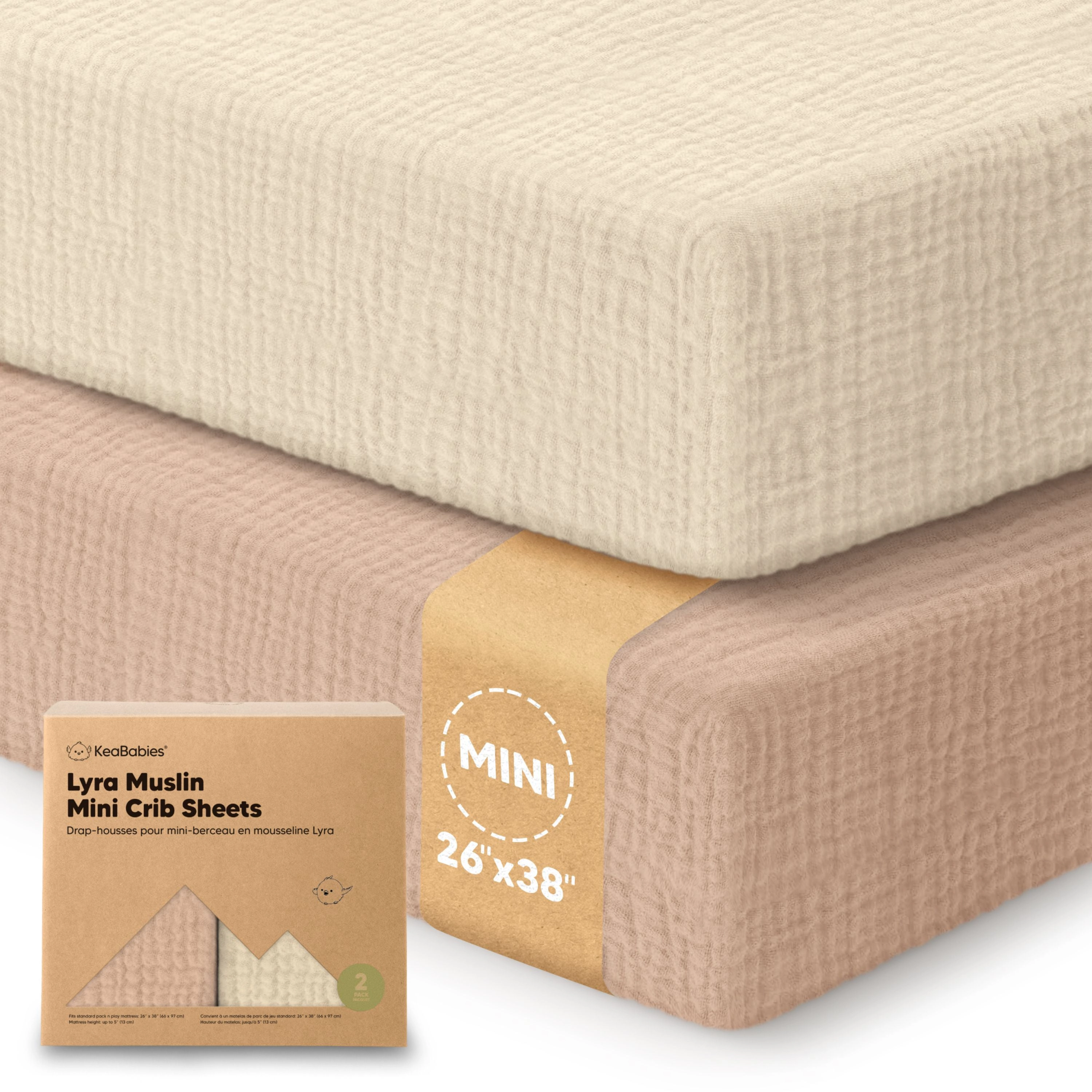 KeaBabies 2-Pack Lyra Muslin Mini Crib Sheets