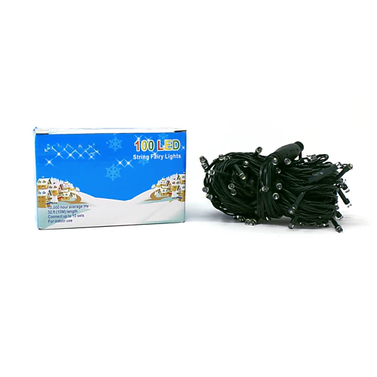 Elegani 100 LED Cool White String Lights 32 ft with Green Wire and ...