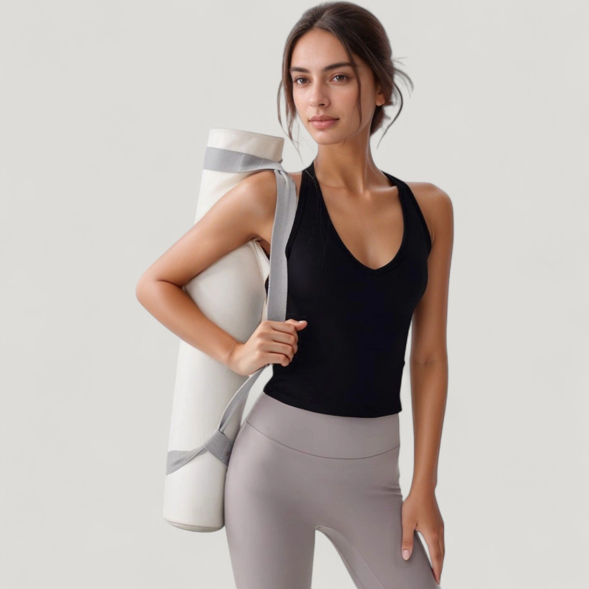 Anna-Kaci Women's V-Neck Cropped Activewear Tank with T-Strap Back and Stretch Fabric
