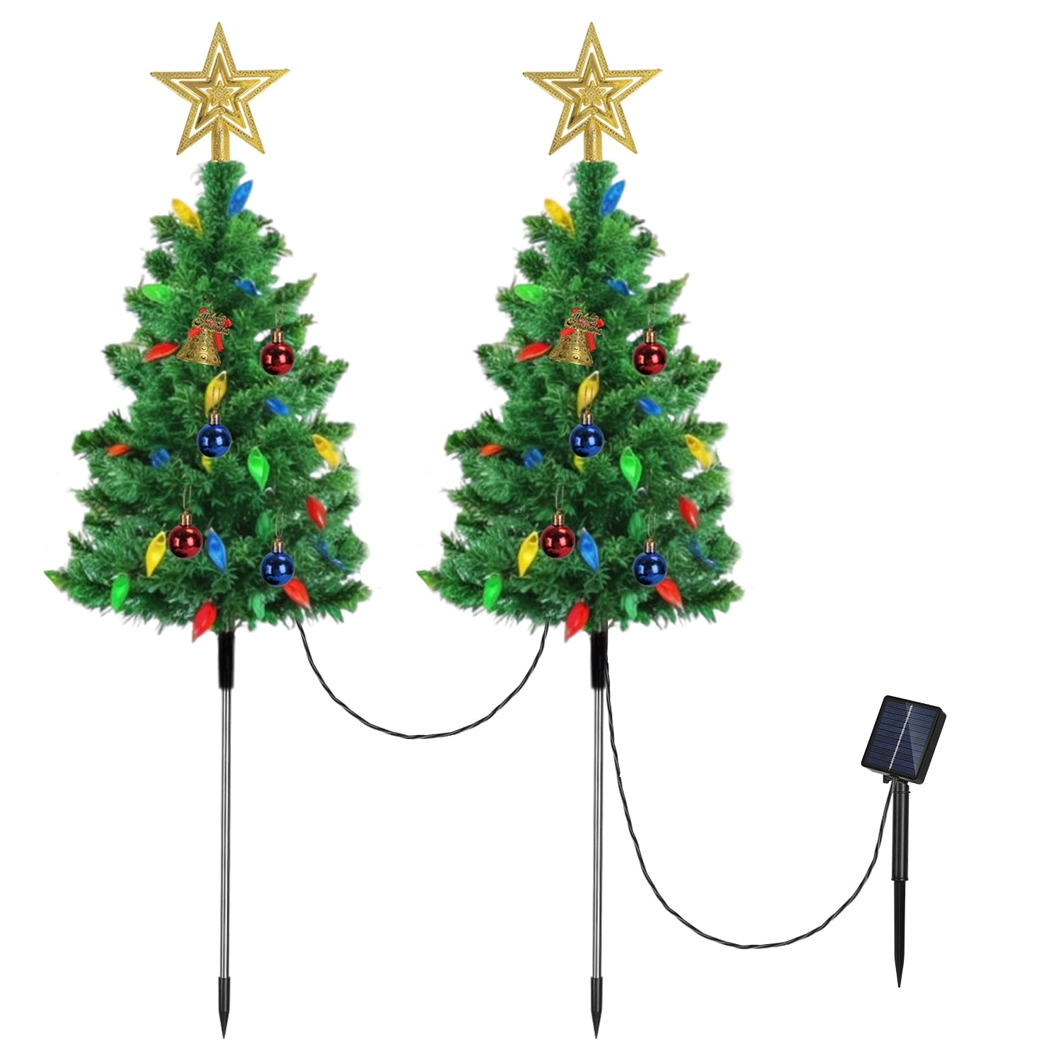 GBruno 2-Pack Solar Christmas Tree Pathway Lights