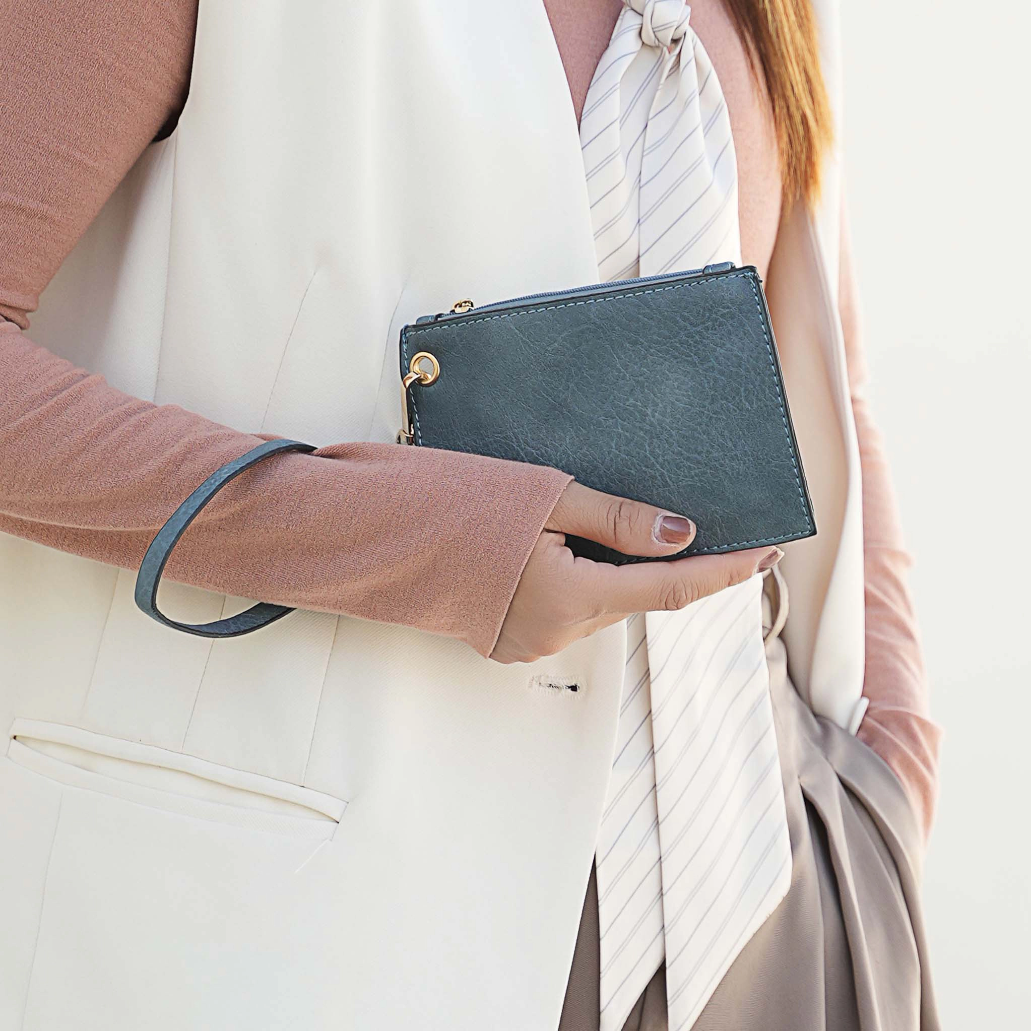Mia K Collection Black Vegan Leather Satchel with Removable Pouch and Coin Purse