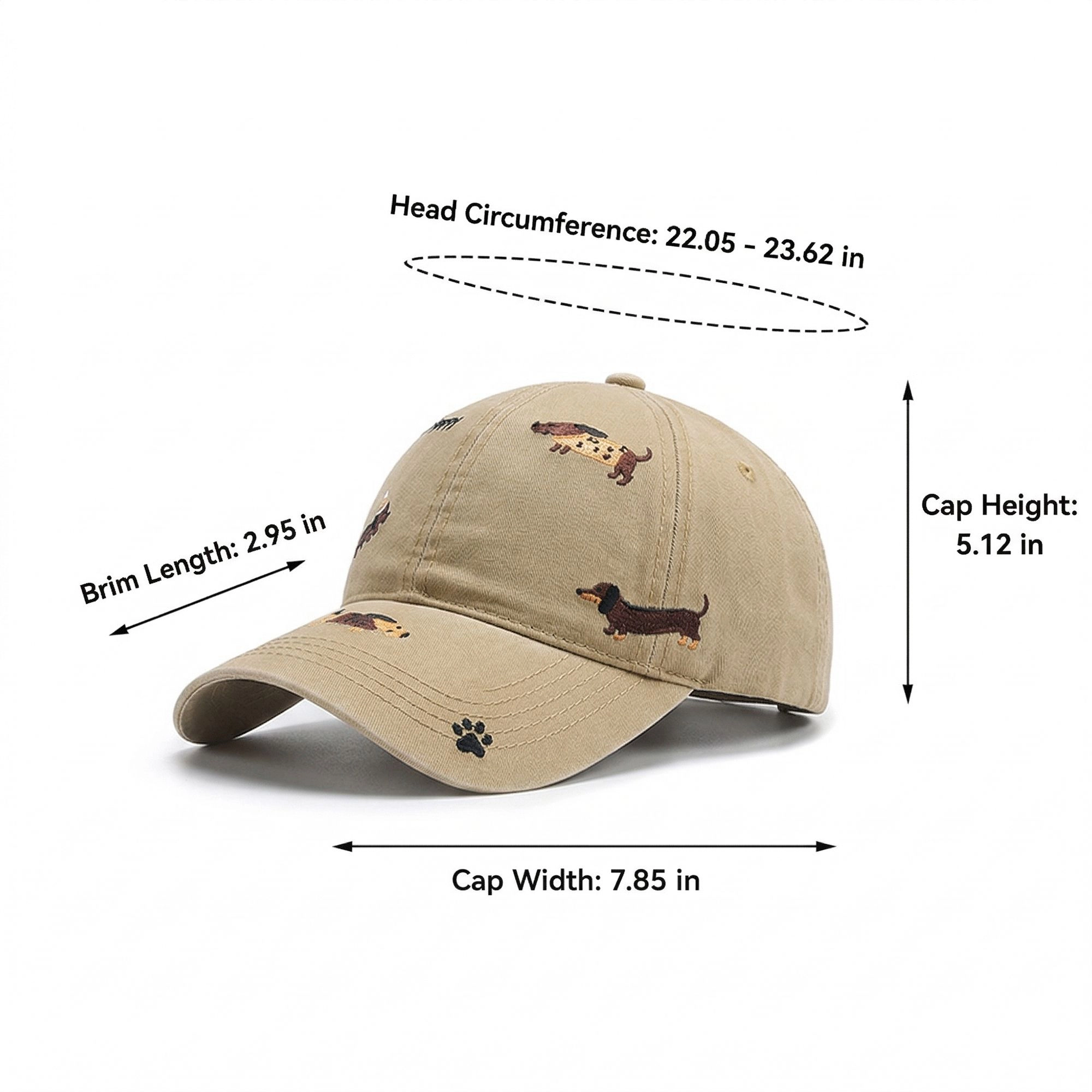 Anna-Kaci Women's Cotton Baseball Cap Embroidered Dog Pattern Adjustable Strap Breathable Casual Hat