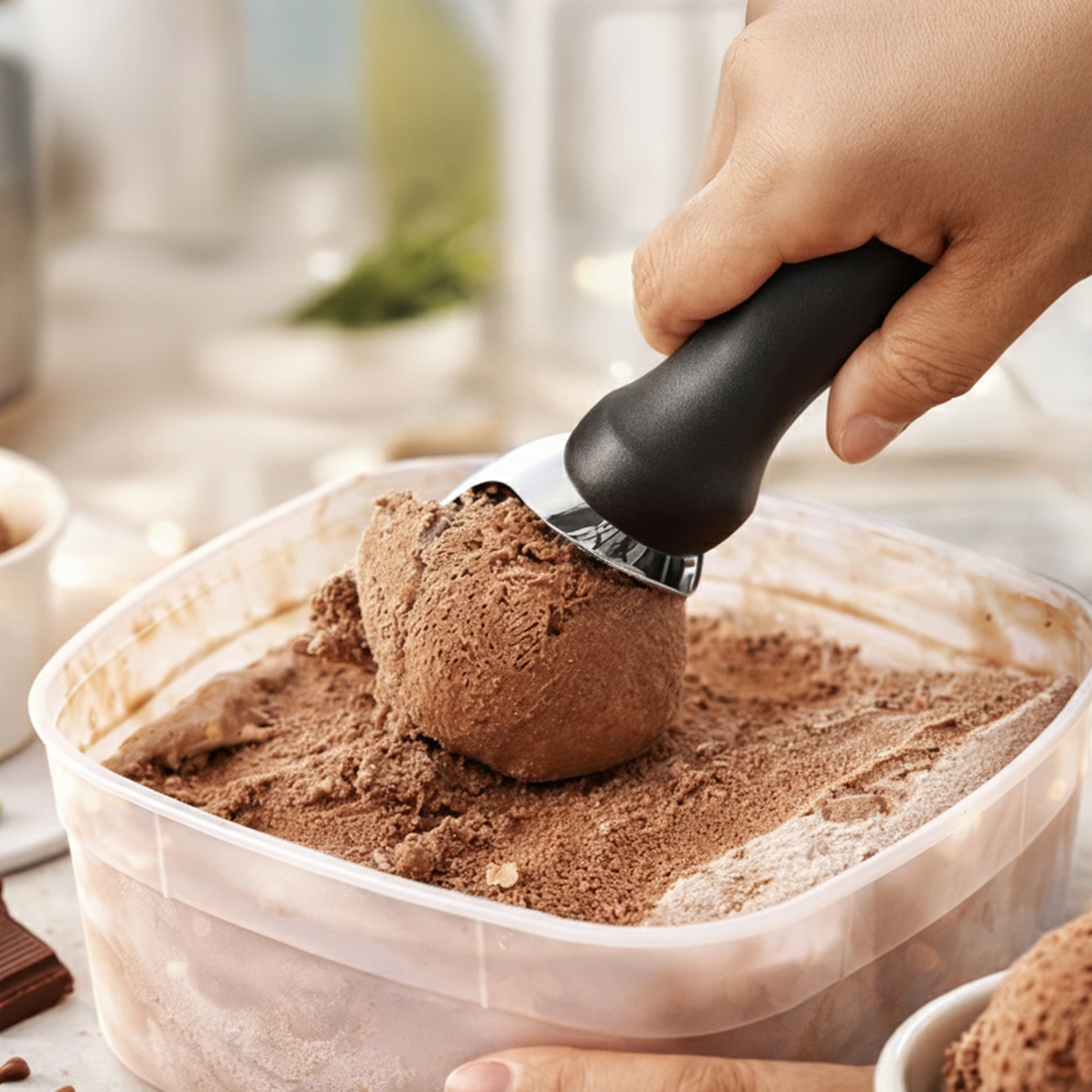 Cheer Collection Heavy Duty Stainless Steel Ice Cream Scoop with Soft Grip Handle and Lid Opener
