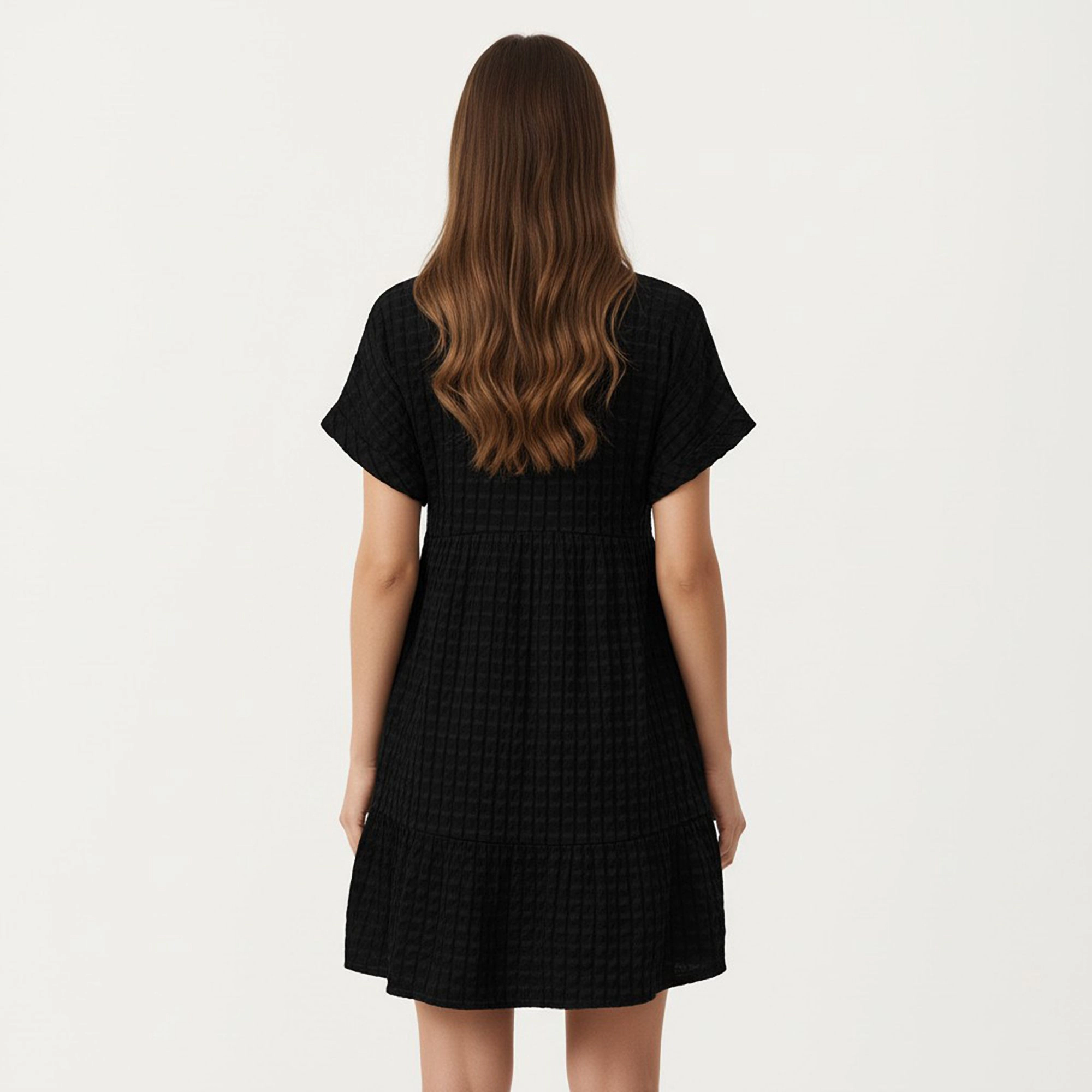 Anna-Kaci Womens Gingham V-Neck Tiered Mini Dress