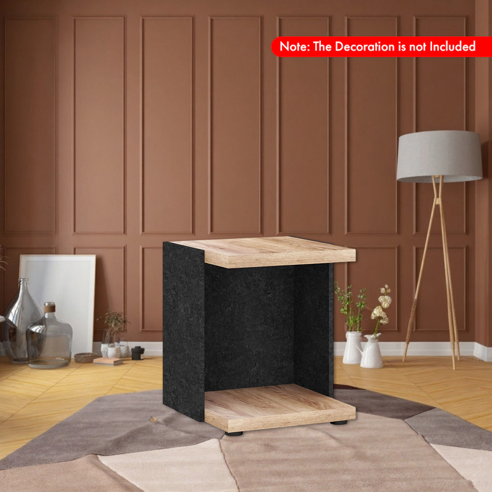 Hivvago Double-Layer End Table with Open Shelf for Sofa or Living Room