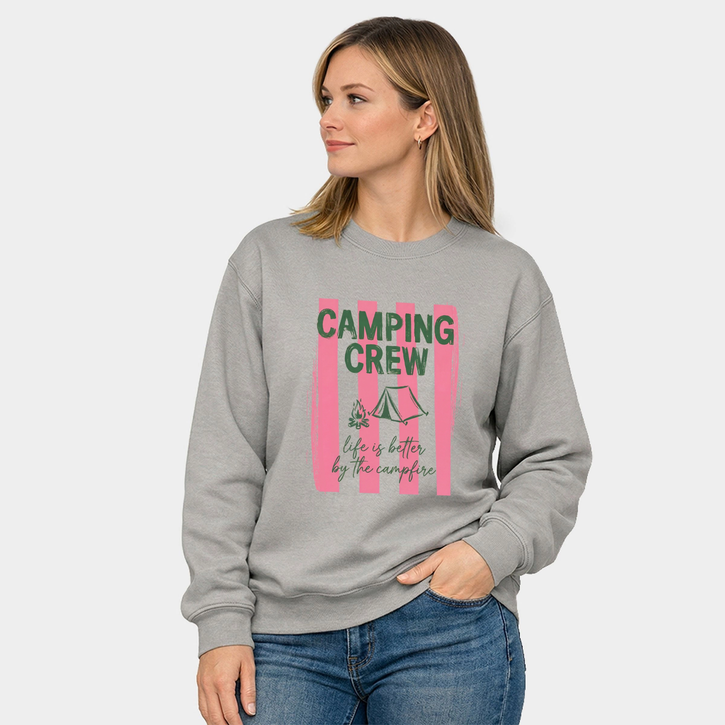 Simply Sage Market - Camping Crew Stripes  Women's Graphic Sweatshirt