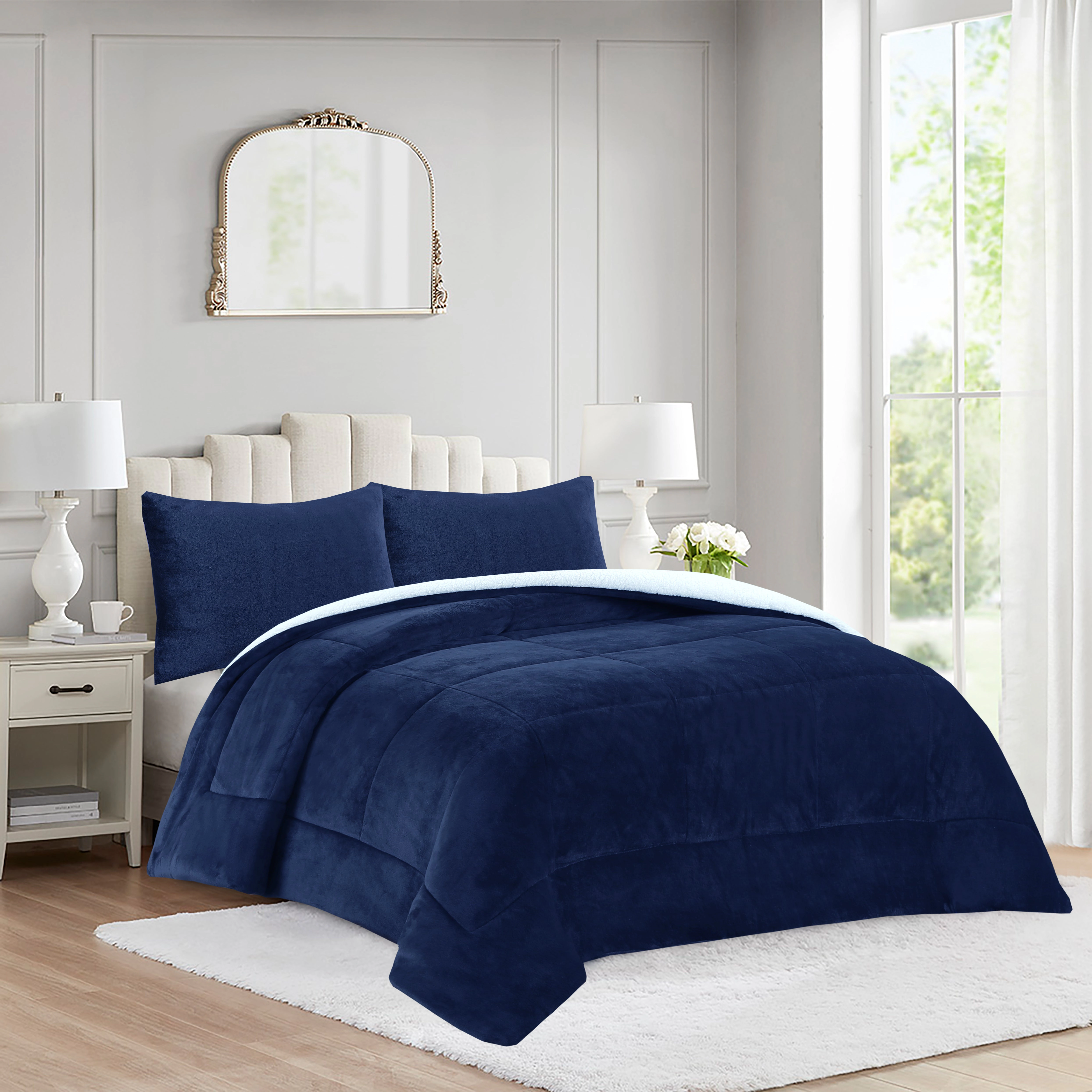 MarCielo 3 Pieces Ultra Soft Micromink Sherpa Comforter Set