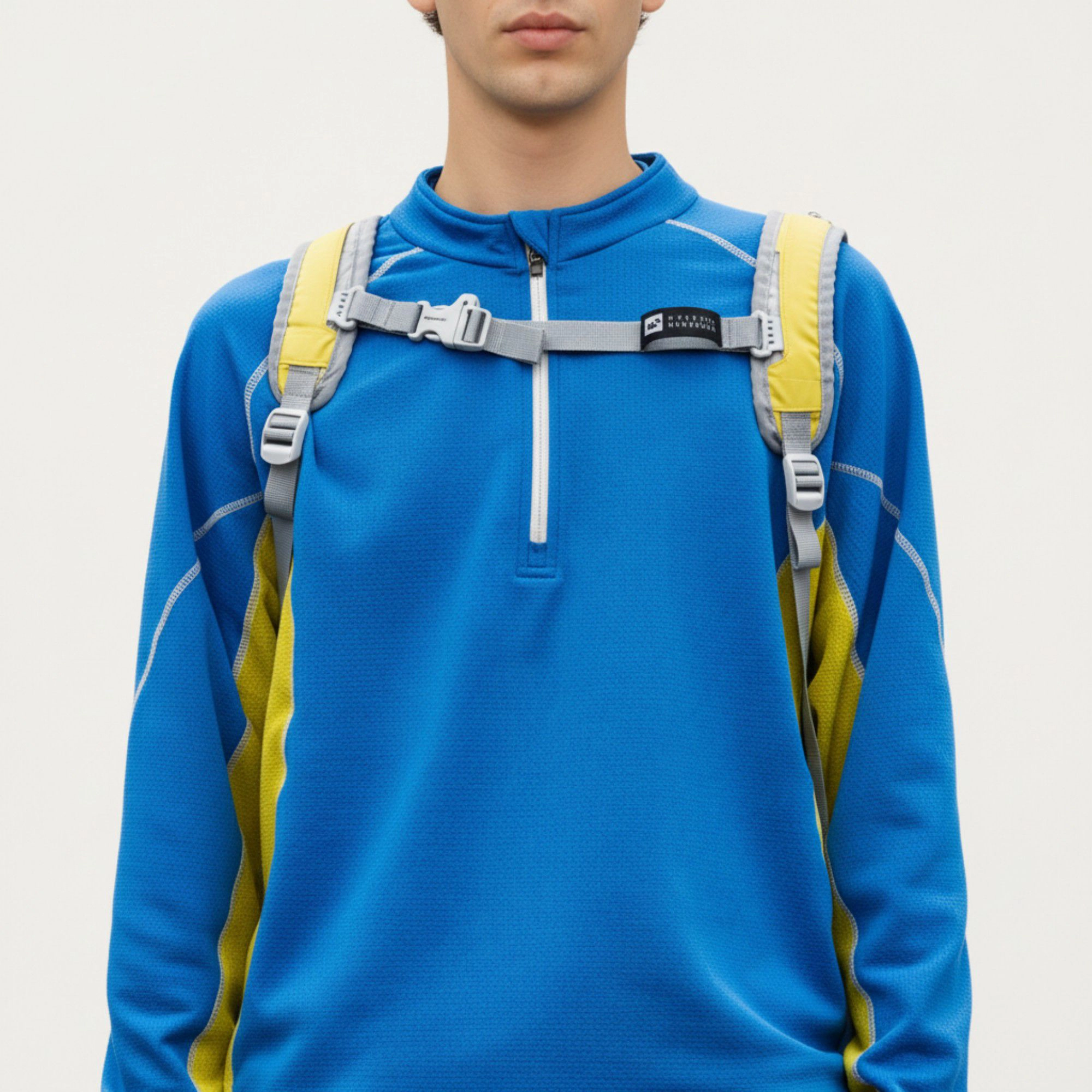 Anna-Kaci Men's Long Sleeve Half-Zip Pullover Top with Textured Knit Fabric and Contrast Panel Detailing