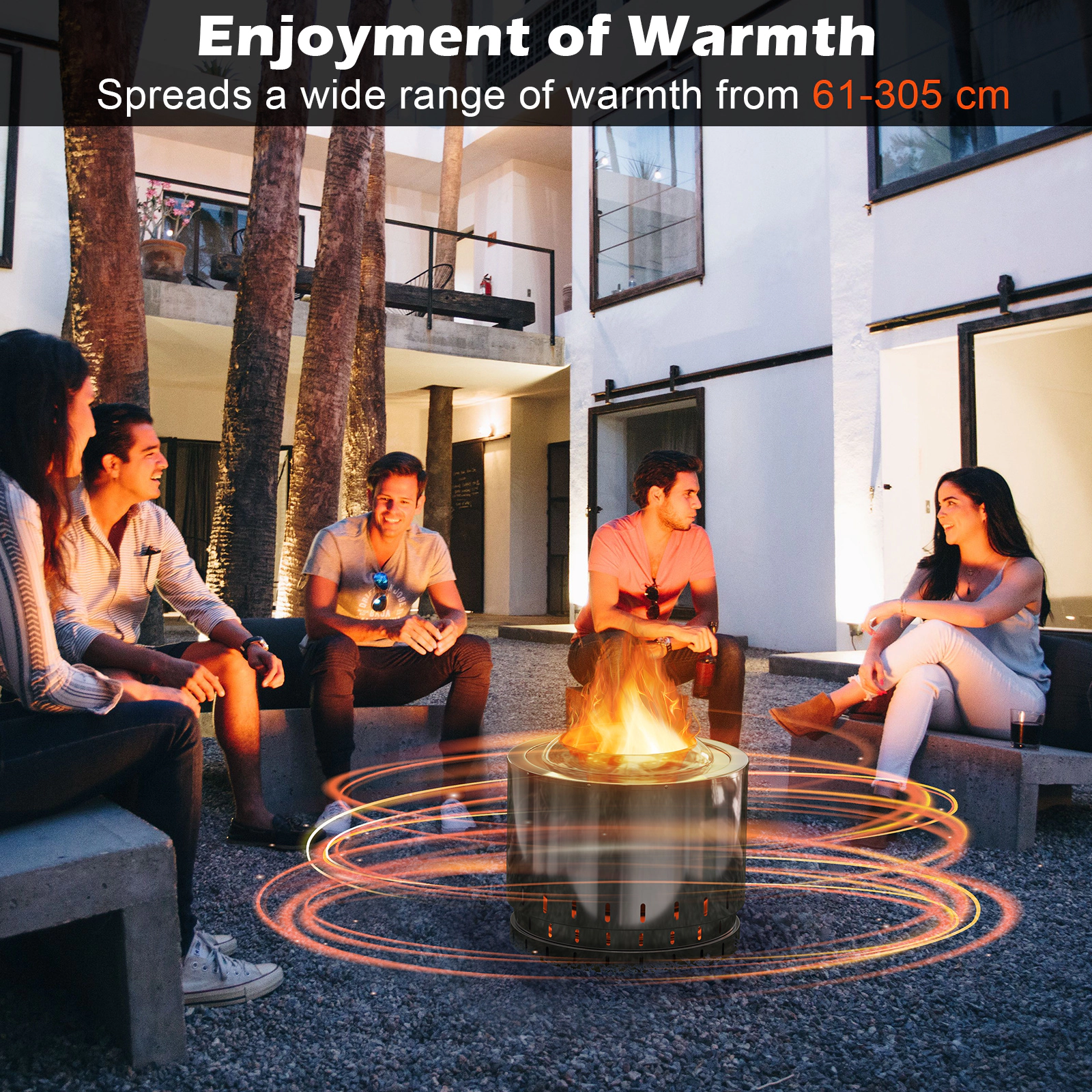 SUGIFT 19.5-in Smokeless Stainless Steel Outdoor Fire Pit with Ash Pan and Waterproof Sunproof Cover