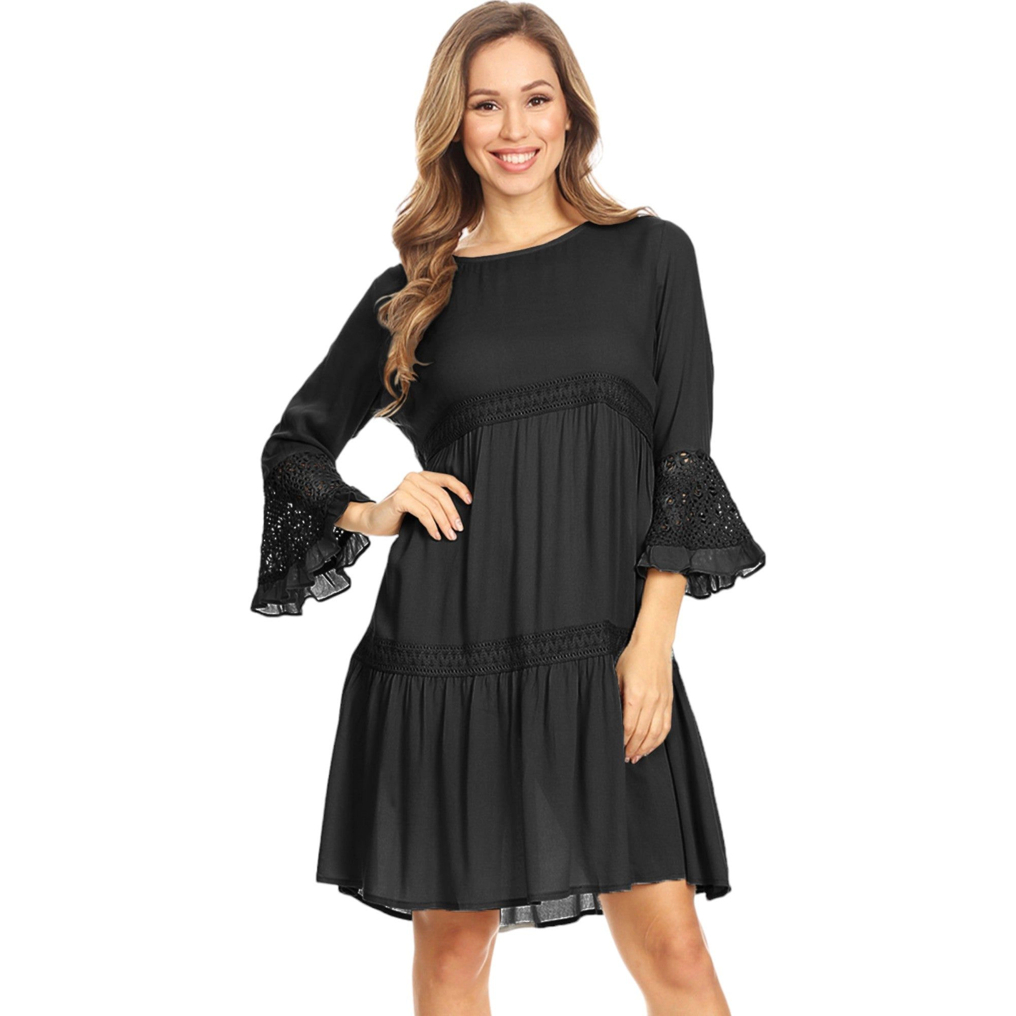 Anna-Kaci Women's Bohemian Lightweight Lace Midi Dress for Everyday Wear