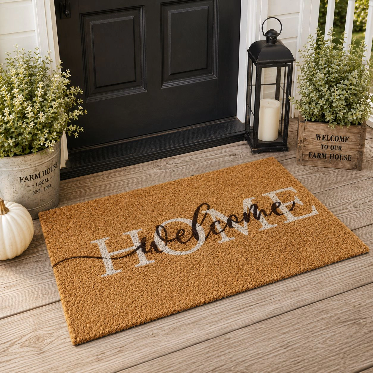 Kate Aurora Welcome Home Calligraphy Bristled Coir Outdoor Welcome Mat - 18"x30"