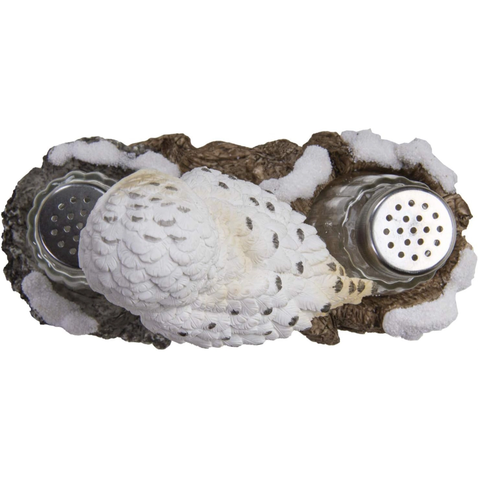 Pacific Giftware Snow White Owlet Owl On Snowy Branch Glass Salt Pepper Shakers with Holder