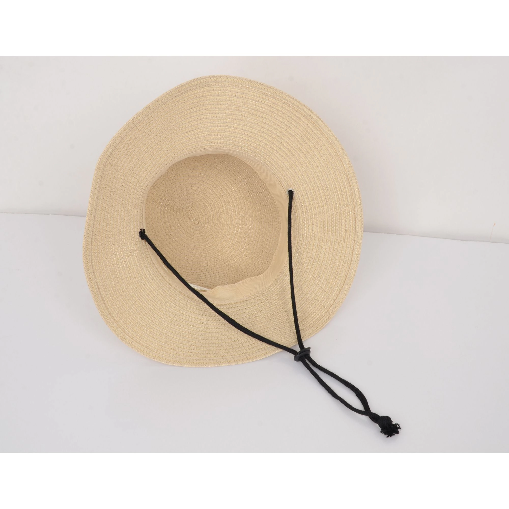 Anna-Kaci Women's Wide Brim Straw Sun Hat with Chin Strap and Black Cord Detail for Outdoor Protection