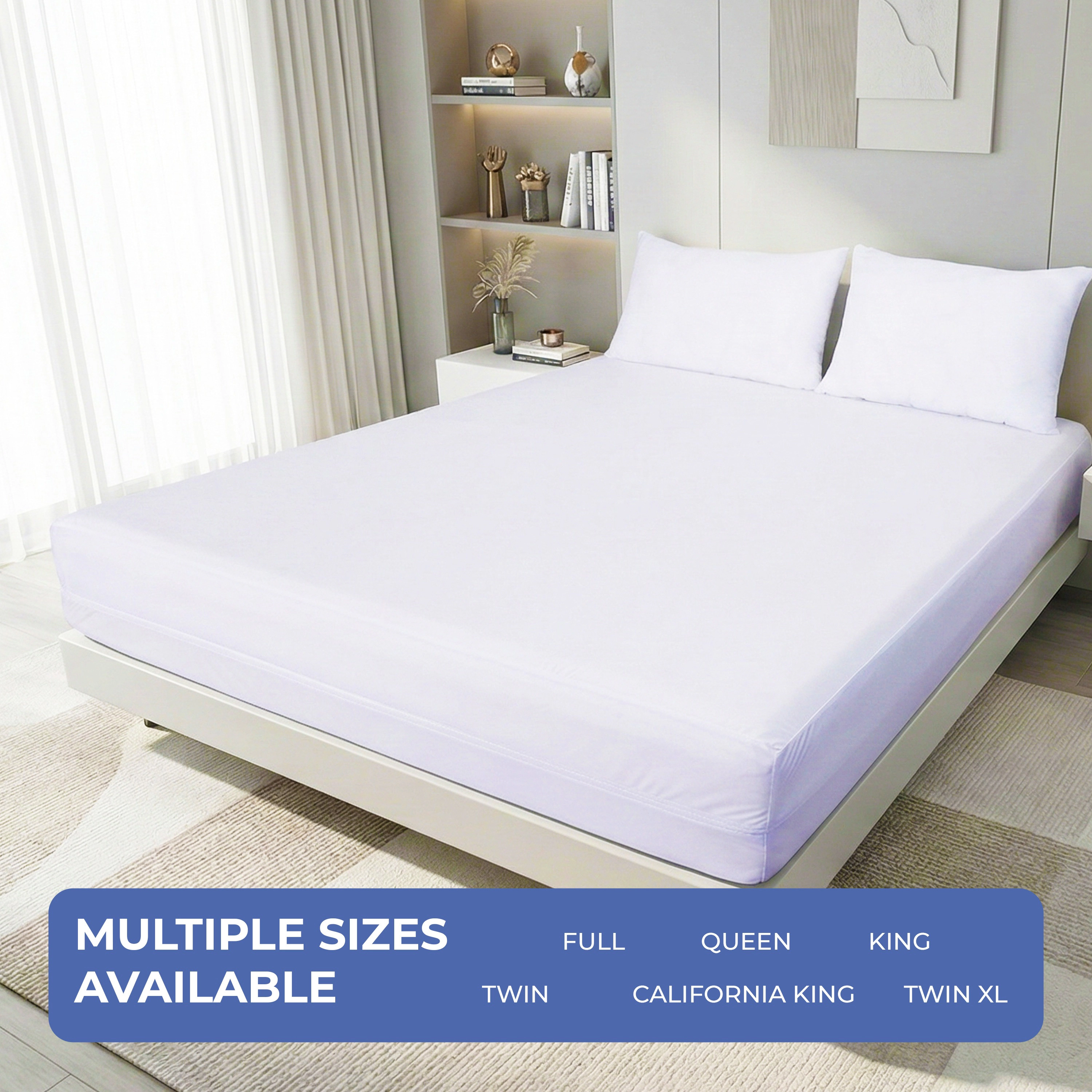 Comfety Waterproof Mattress Encasement, Zippered Mattress Protector Breathable Noiseless Hypoallergenic