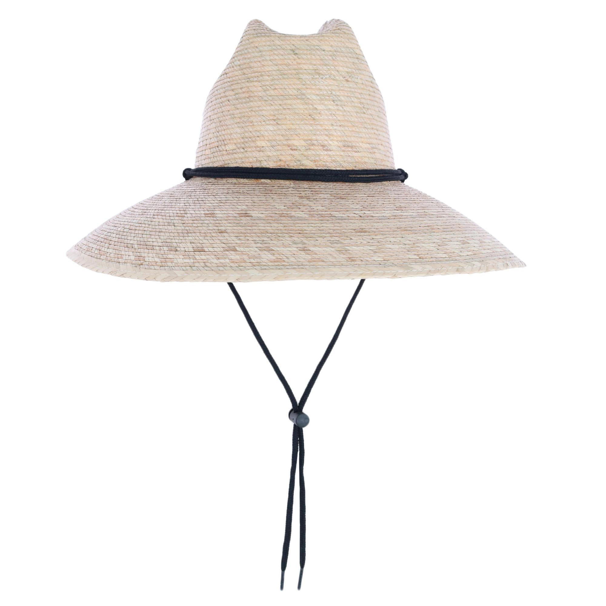 CTM Wide Brim Crushable Straw Lifeguard Hat with Chin Strap