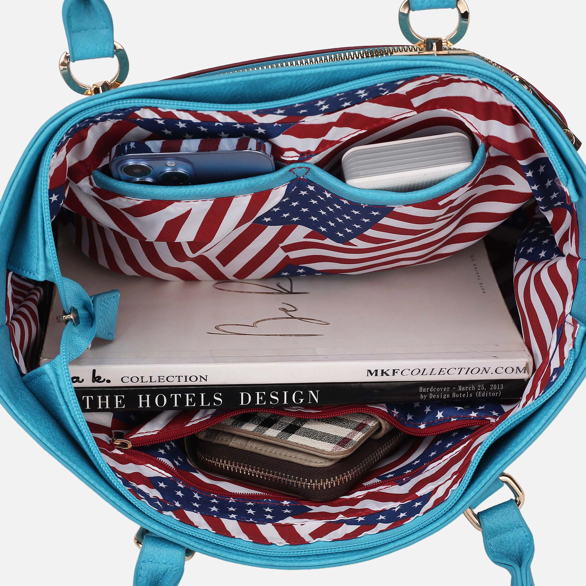 Mia K Collection Lilian Vegan Leather Tote Bag - Patriotic Print, Green