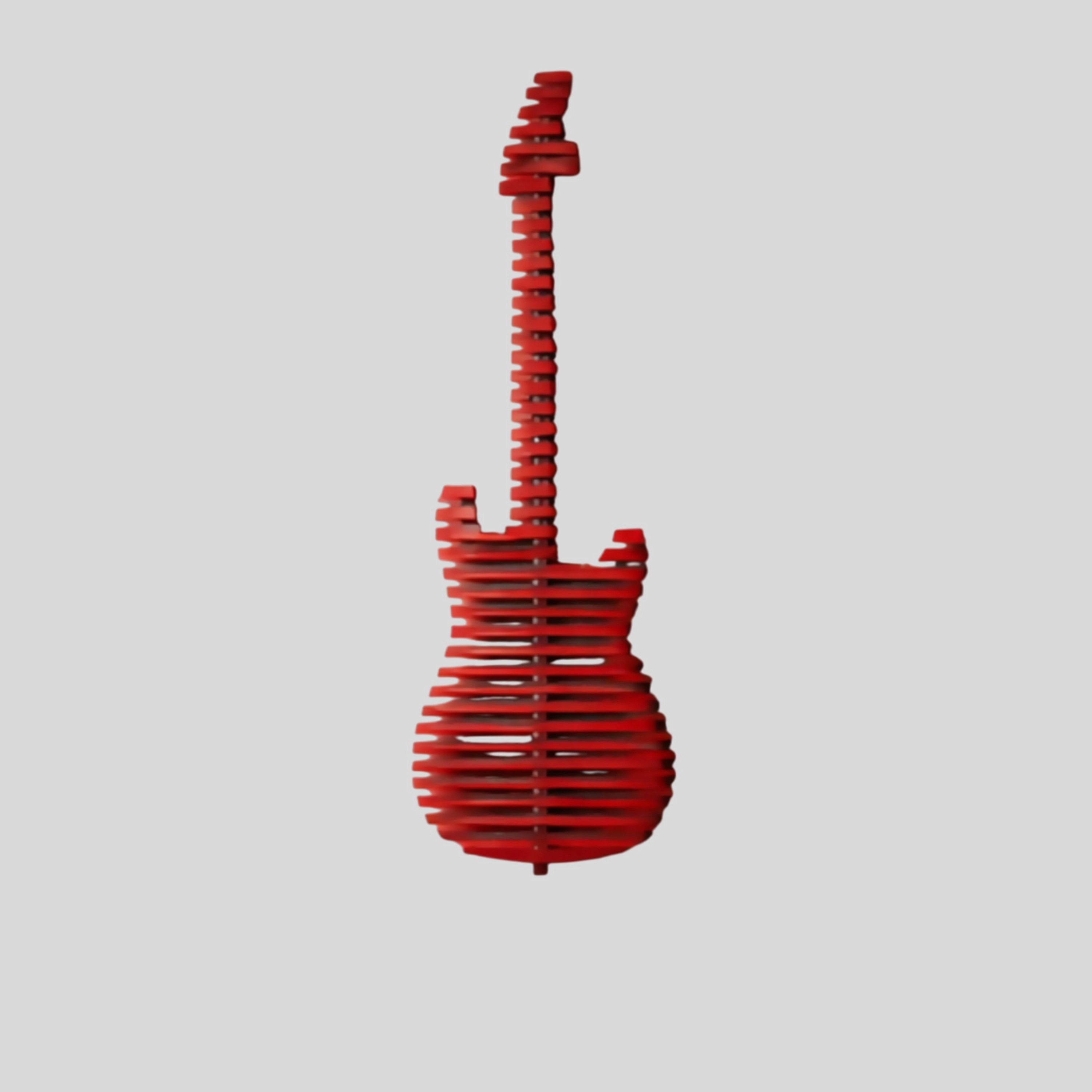 Wear Sierra Parametric Red 3D Guitar Wood Wall Art
