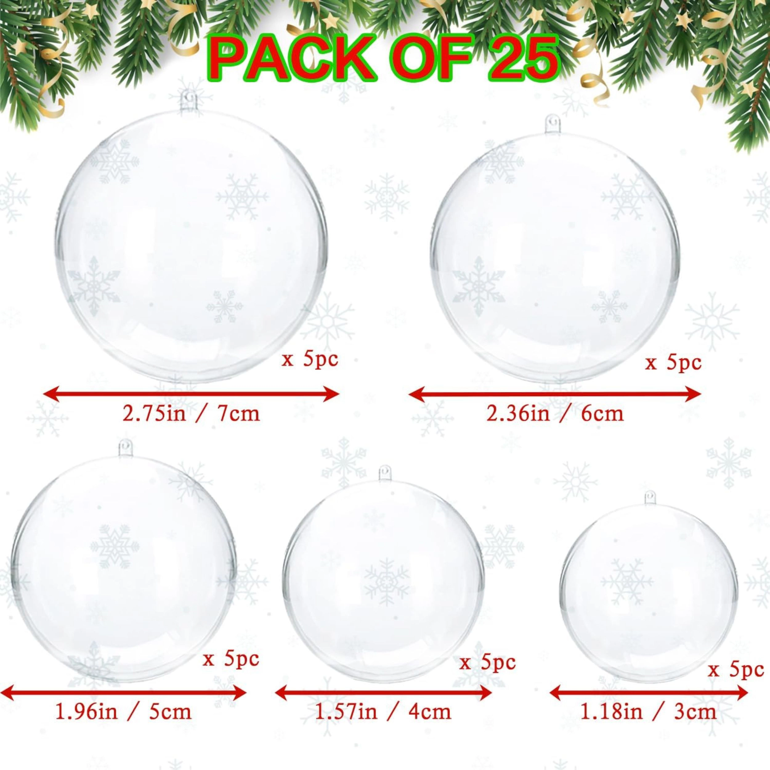 Stock Preferred Pack of 25 Clear Fillable Plastic Christmas Ball Ornaments for Crafts