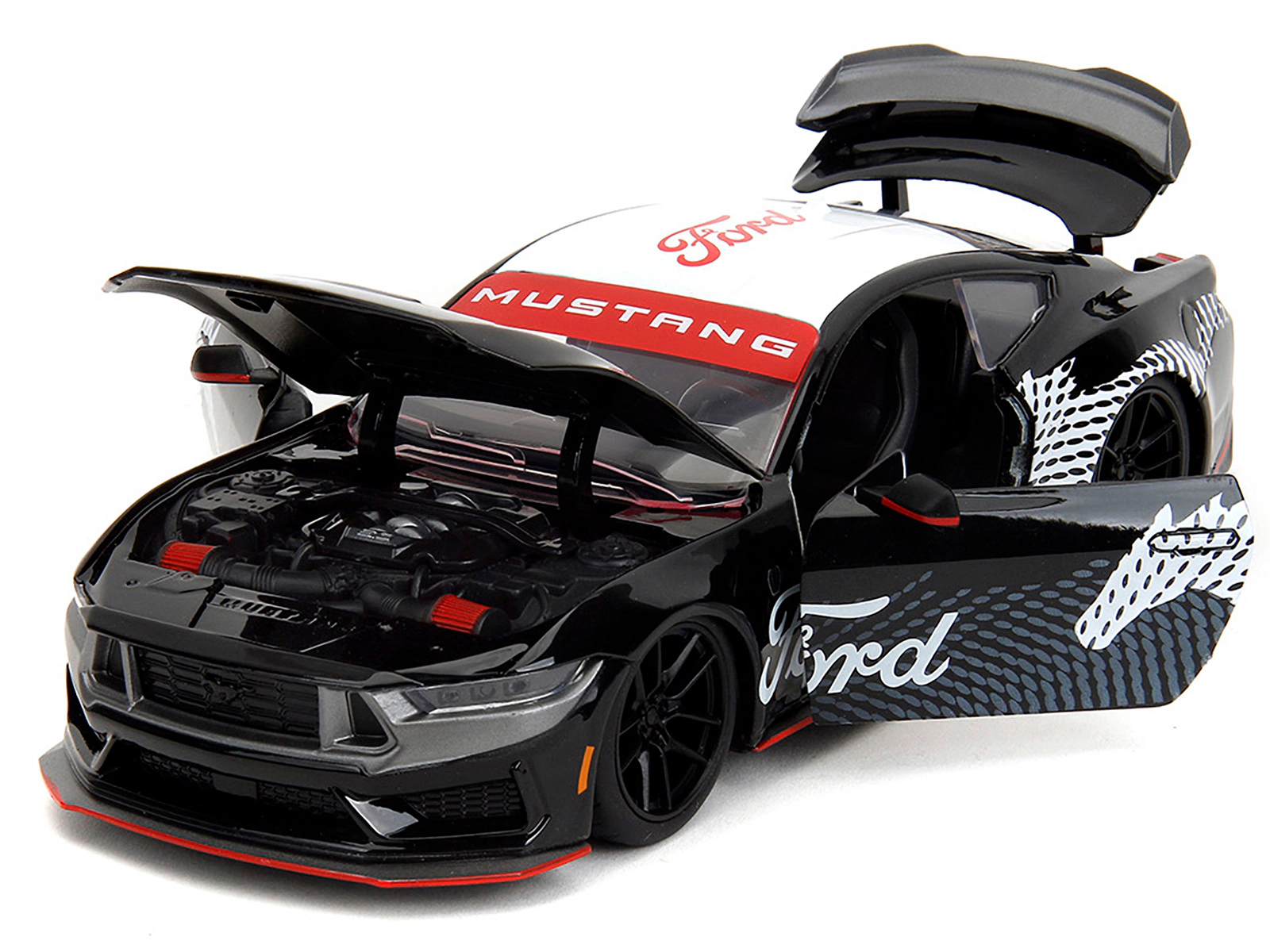 Jada 2024 Ford Mustang Dark Horse Black with White Top and "Mustang Horse Graphics" "Bigtime Muscle" Series