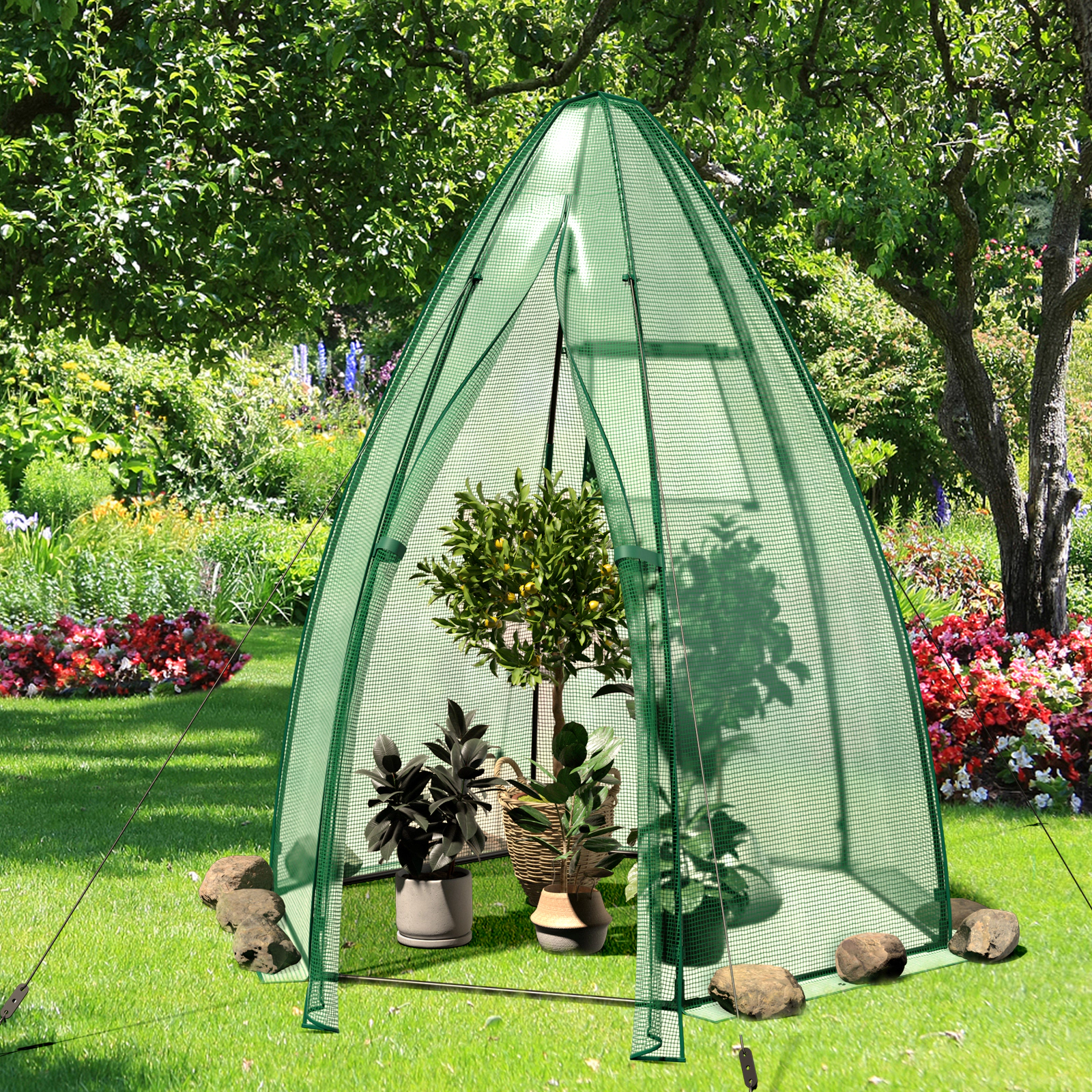SUGIFT Portable Mini Greenhouse 63 x 72 with All-Weather PE Cover and 9 Stakes